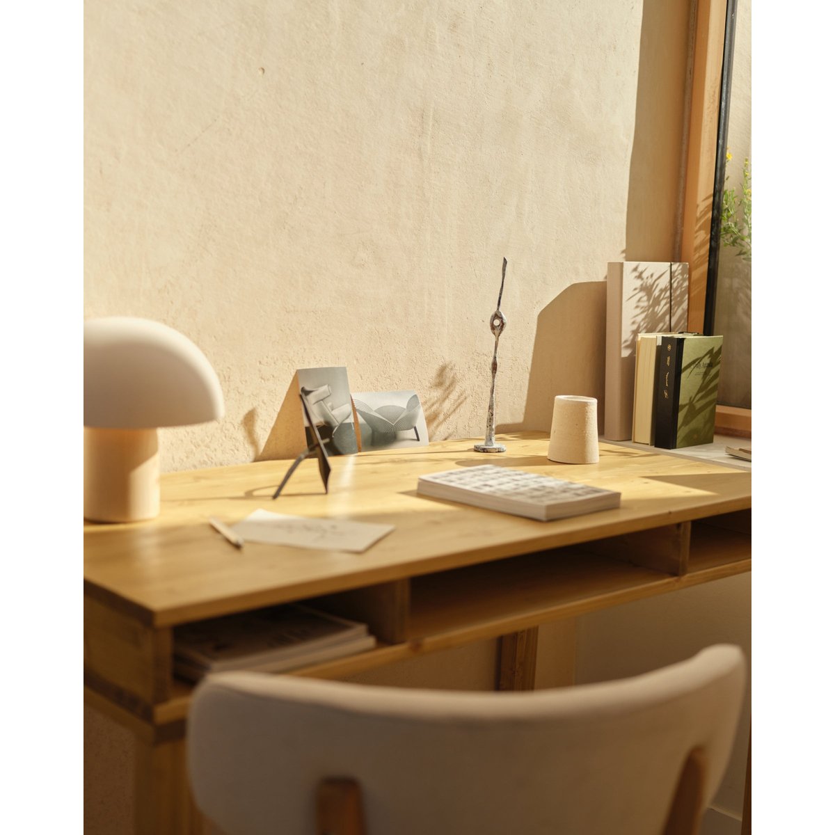 Bureau en sapin massif marron clair - NORA olivier, HANNUN