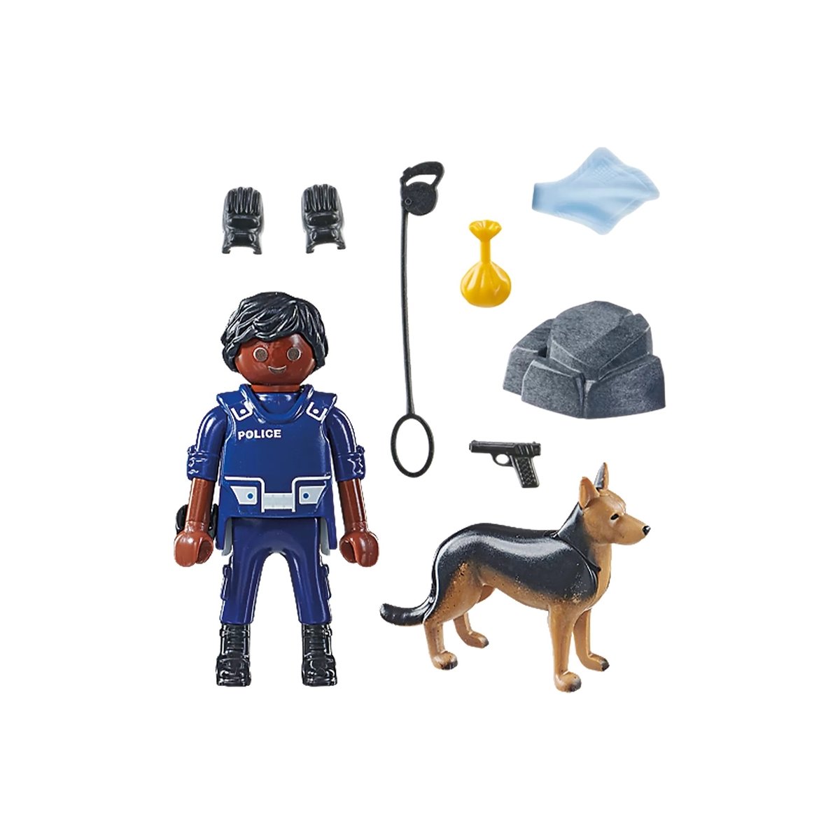 Special Plus Policier avec chien de recherche multicolore, PLAYMOBIL