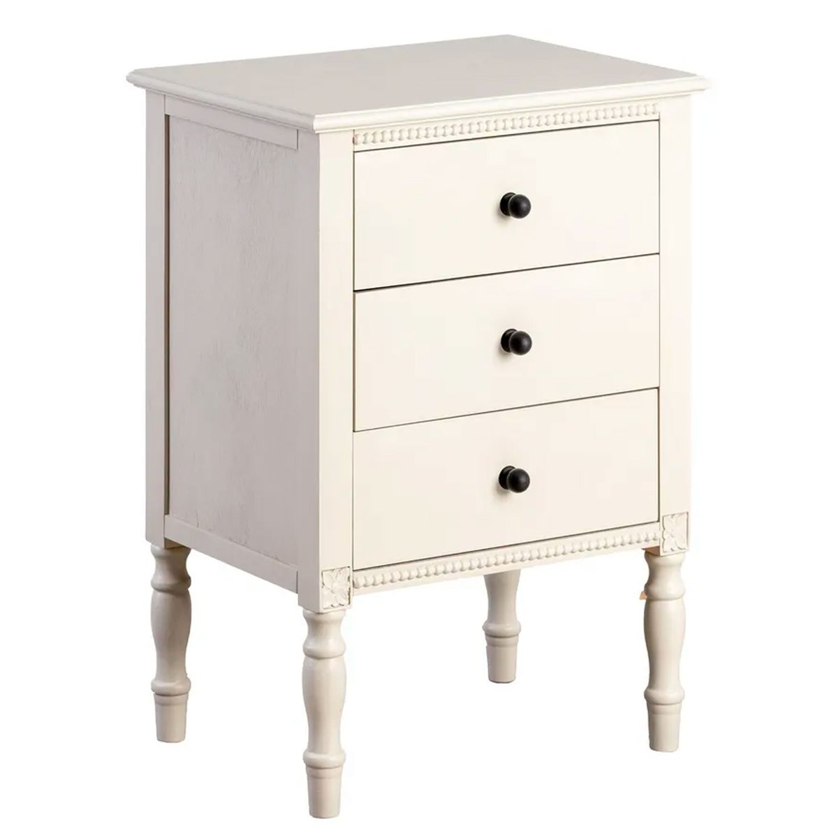 Table de chevet classique en bois gris clair 3 tiroirs 43x33x61cm gris, WADIGA