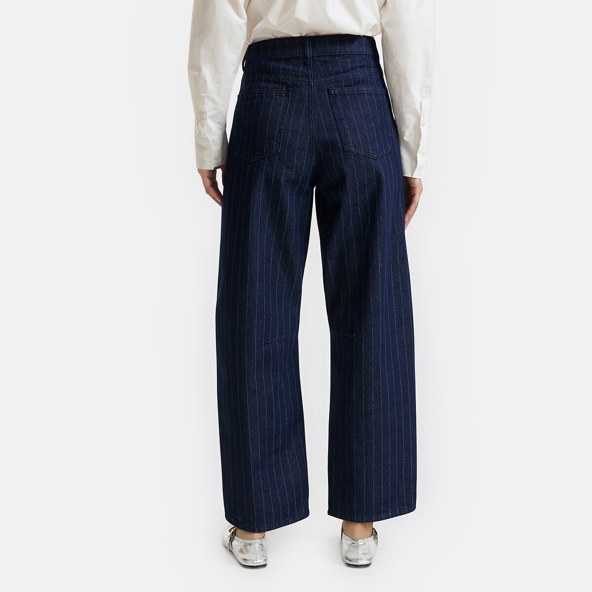 Weite, gestreifte Barrel-Jeans blau gestreift, LA REDOUTE COLLECTIONS