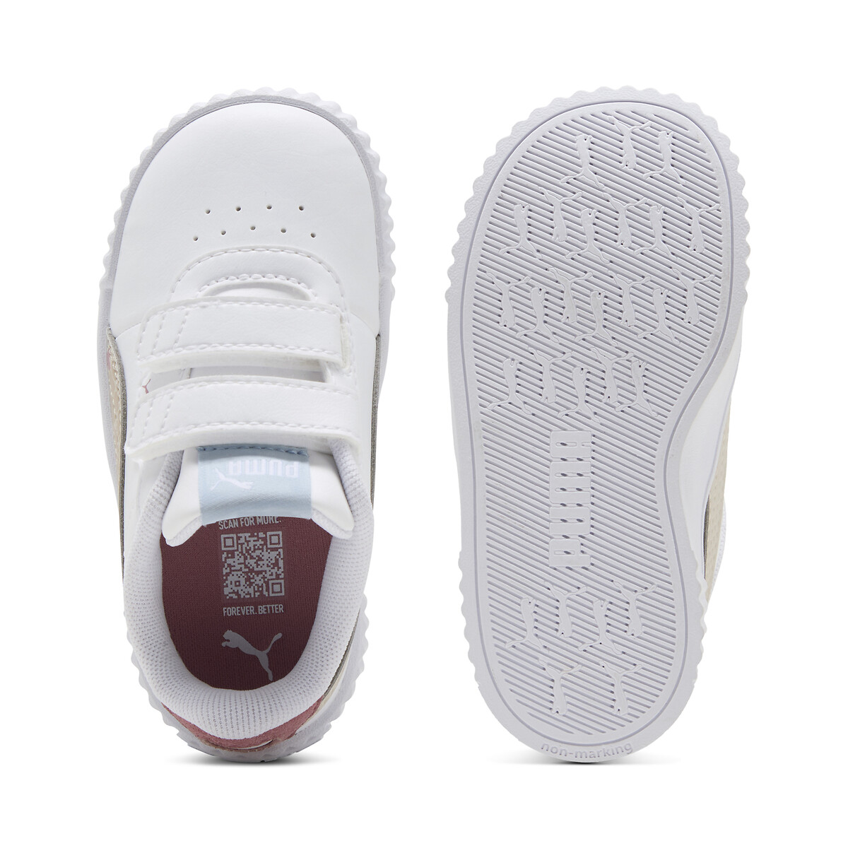 Baskets à scratch CARINA 3.0 WINTER SAFARI V blanc/beige/rose, PUMA