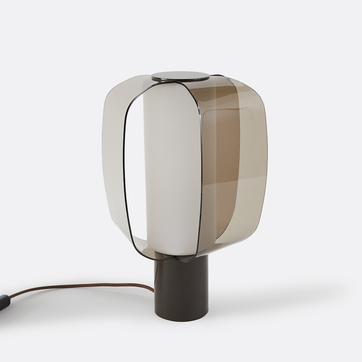 Lampe à poser, en plexiglass, verre opalin et métal fer, MELIA brun, LA REDOUTE INTERIEURS