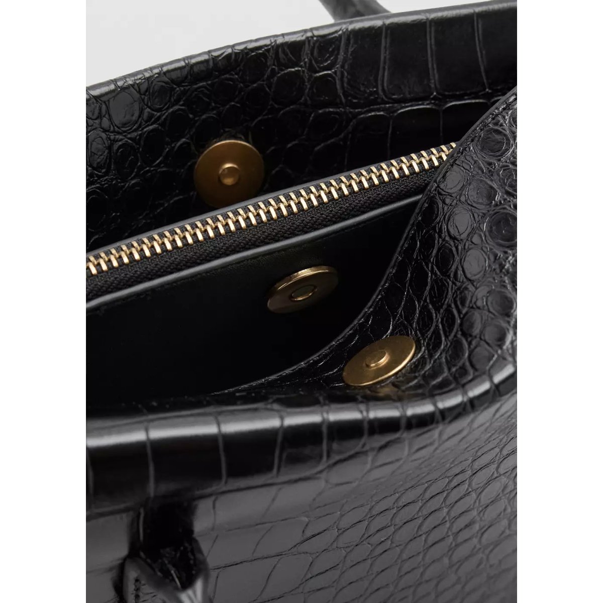 Sac verni effet croco noir, MANGO