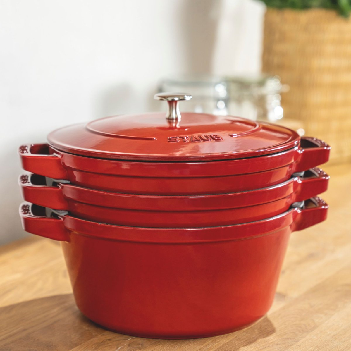 3-pcs, Set empilable, Cerise cerise, STAUB