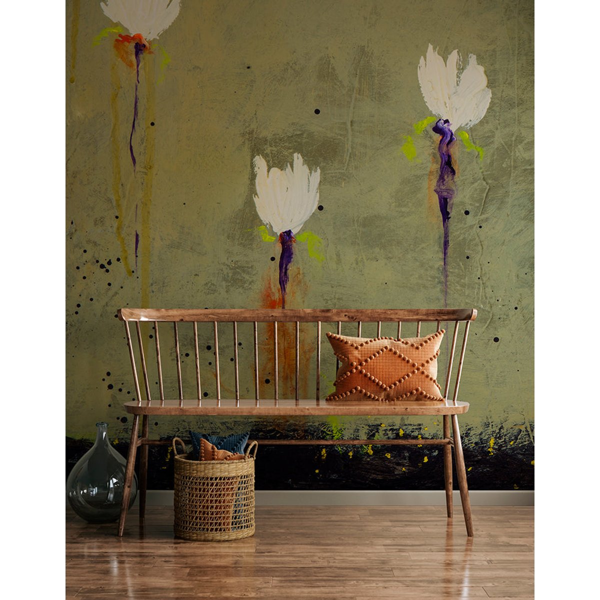 Papier peint panoramique Jour d'Été - intissé 240 x 270 cm vert, LE PAPIERS DE NINON