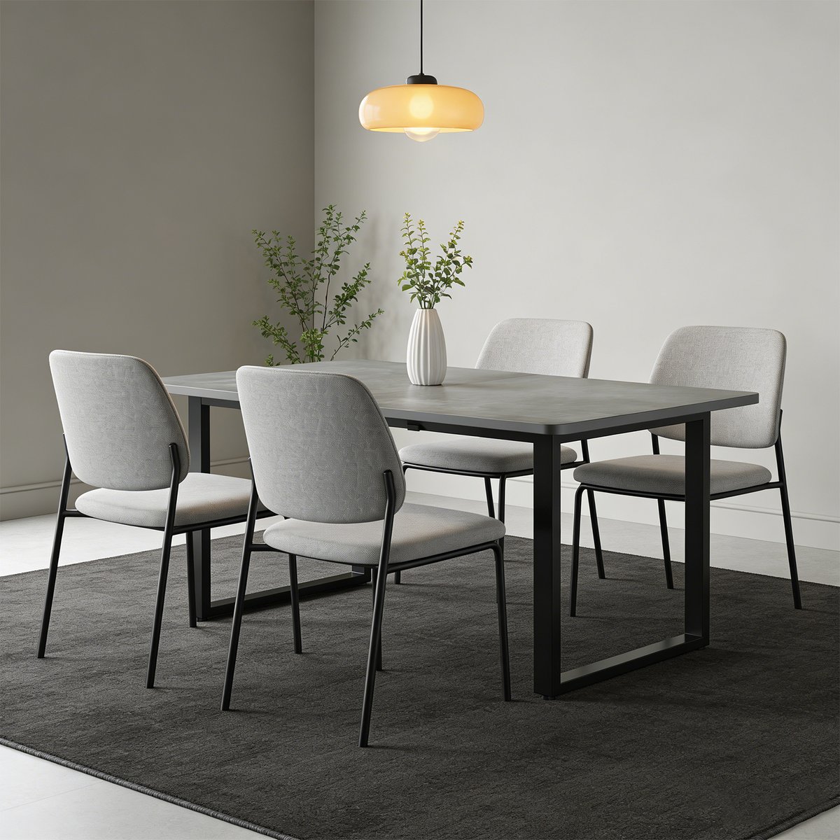 Table à manger extensible à allonge papillon intégrée, ELMOB gris, MEUBLES COSY