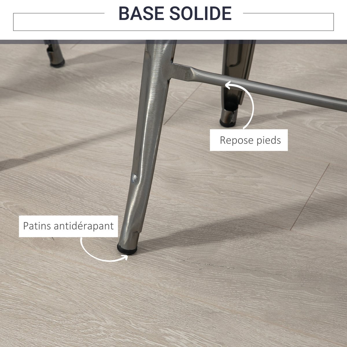 Tabouret de bar Acier Argent argent, HOMCOM