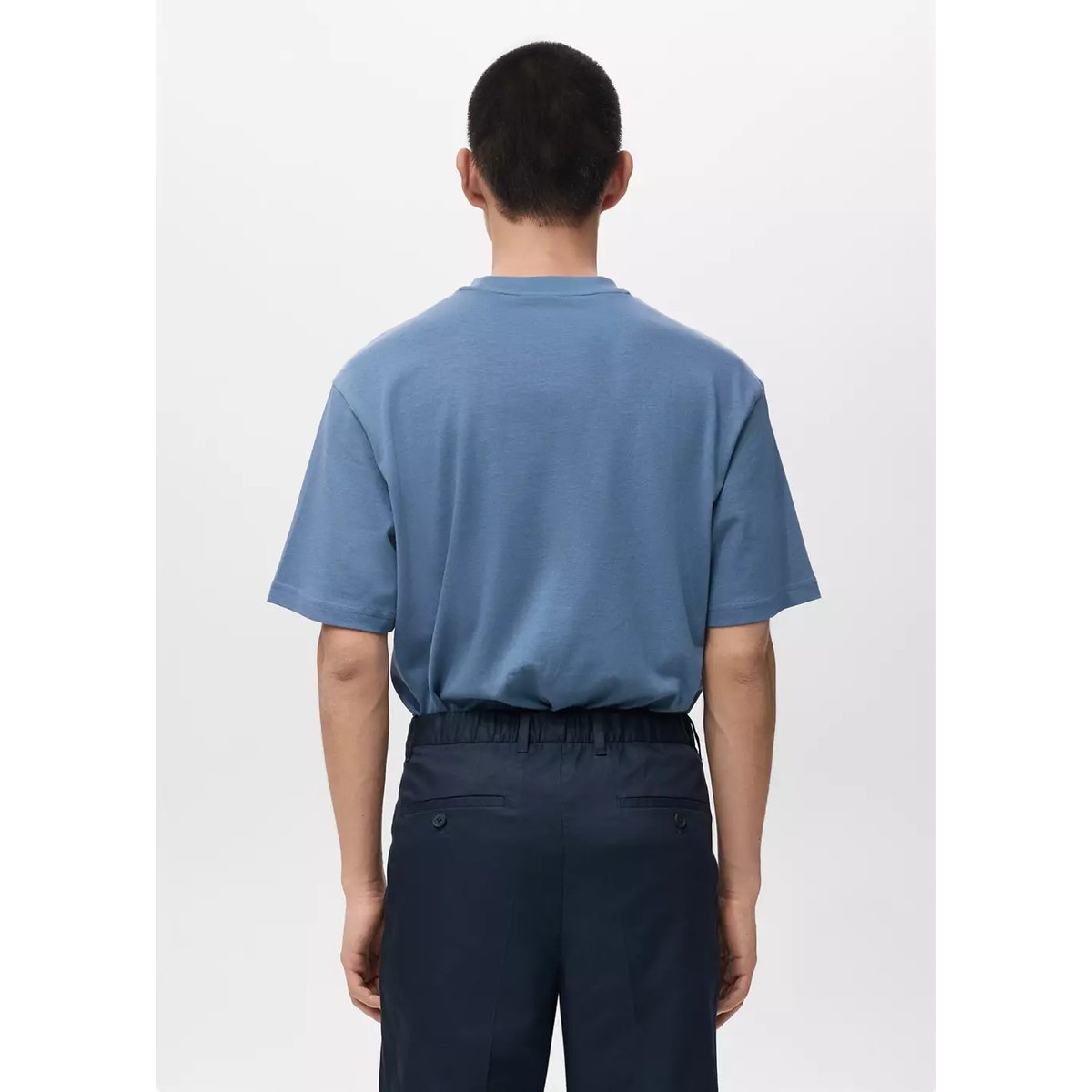 T-shirt 100 % coton texte bleu ciel, MANGO MAN