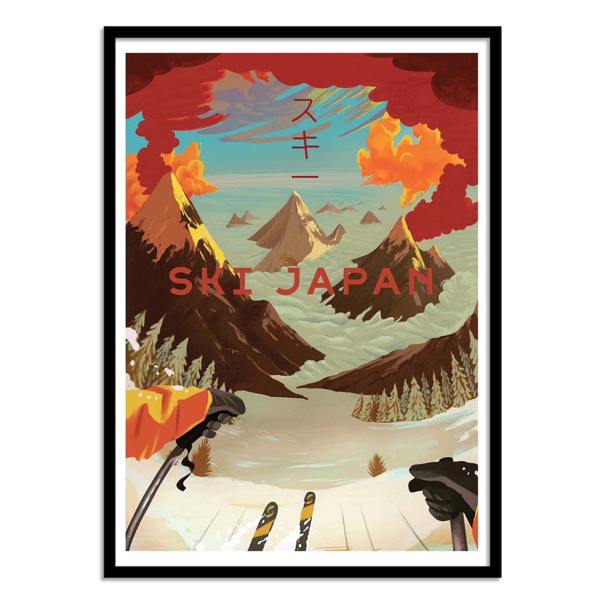 Affiche d'art - Ski Japan - Mark Harrison couleur unique, WALL EDITIONS
