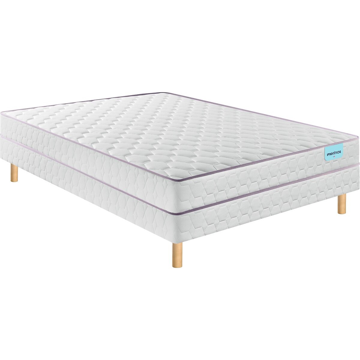 Ensemble matelas, sommier, couette et oreillers blanc, MERINOS