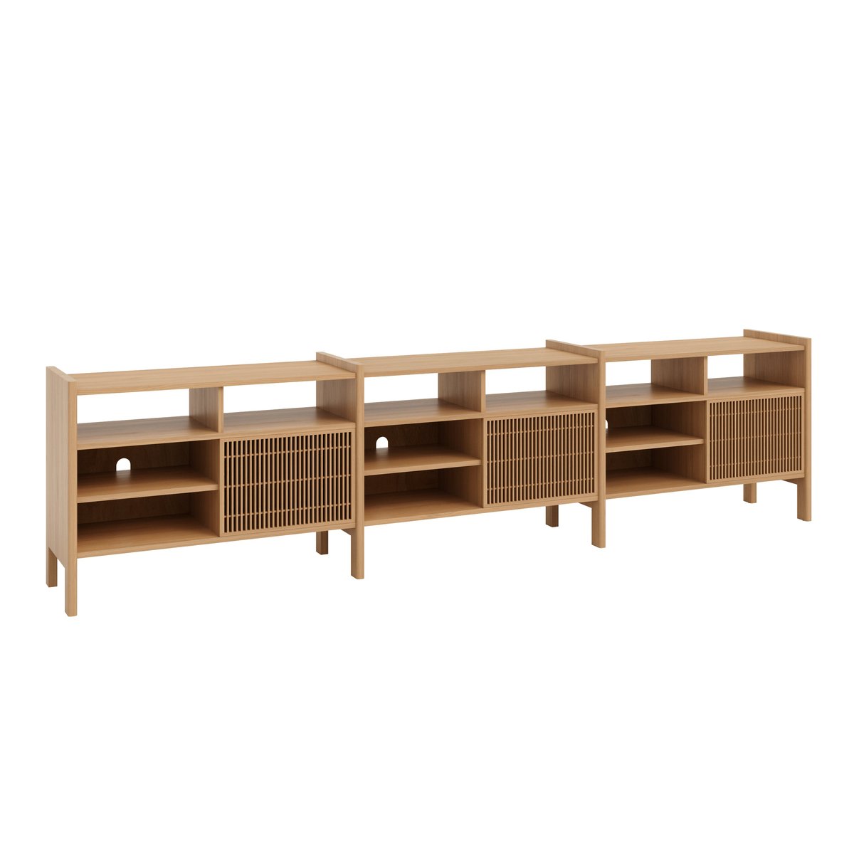 Buffet en pin verni couleur chêne MESQUIDA GRAND chêne, NAAN FURNITURE