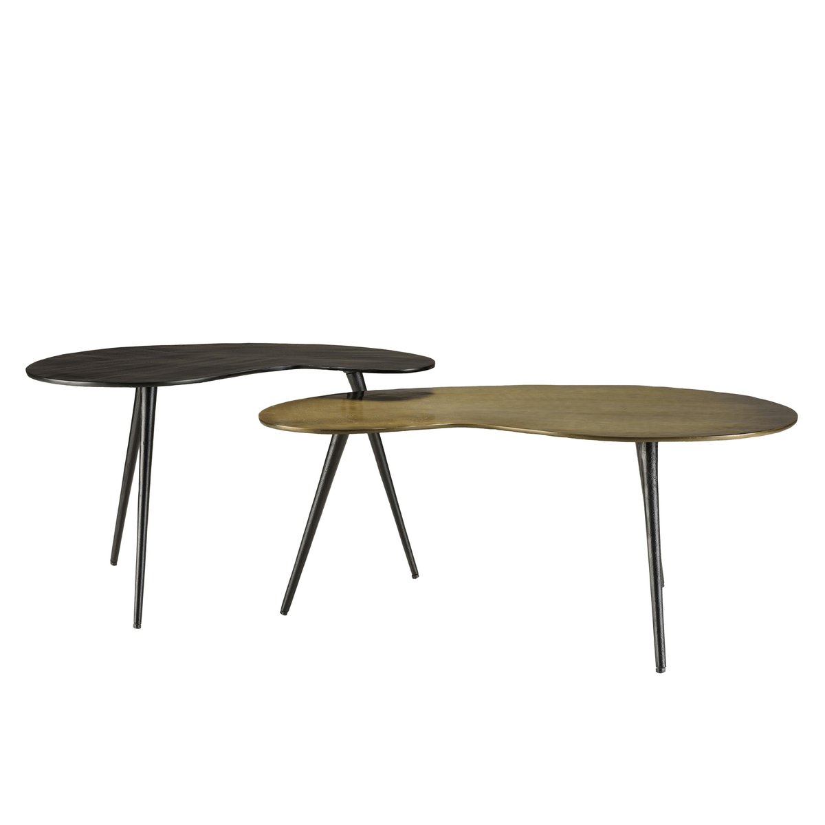 Table basse gigogne ovale métal noir et doré (lot de 2) ZALA doré, PIER IMPORT