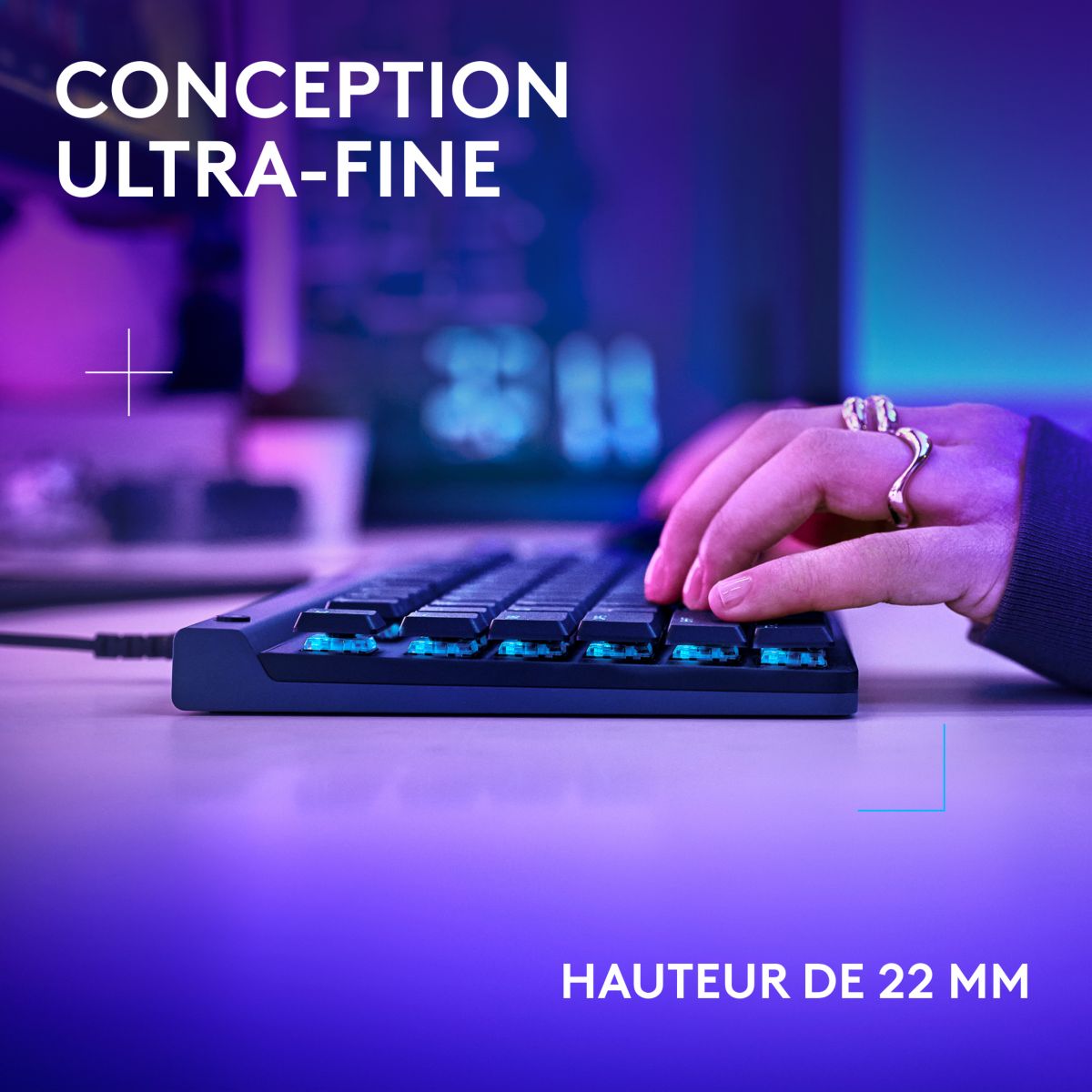 Clavier gamer G515 TKL tactile noir couleur unique, LOGITECH