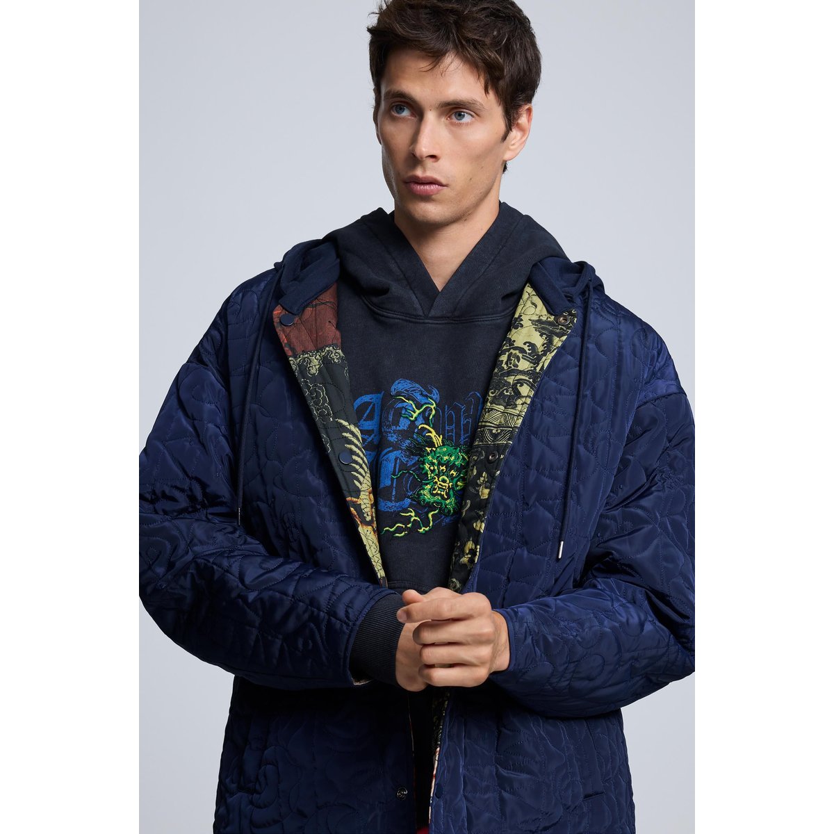 Veste réversible à capuche bleu, DESIGUAL