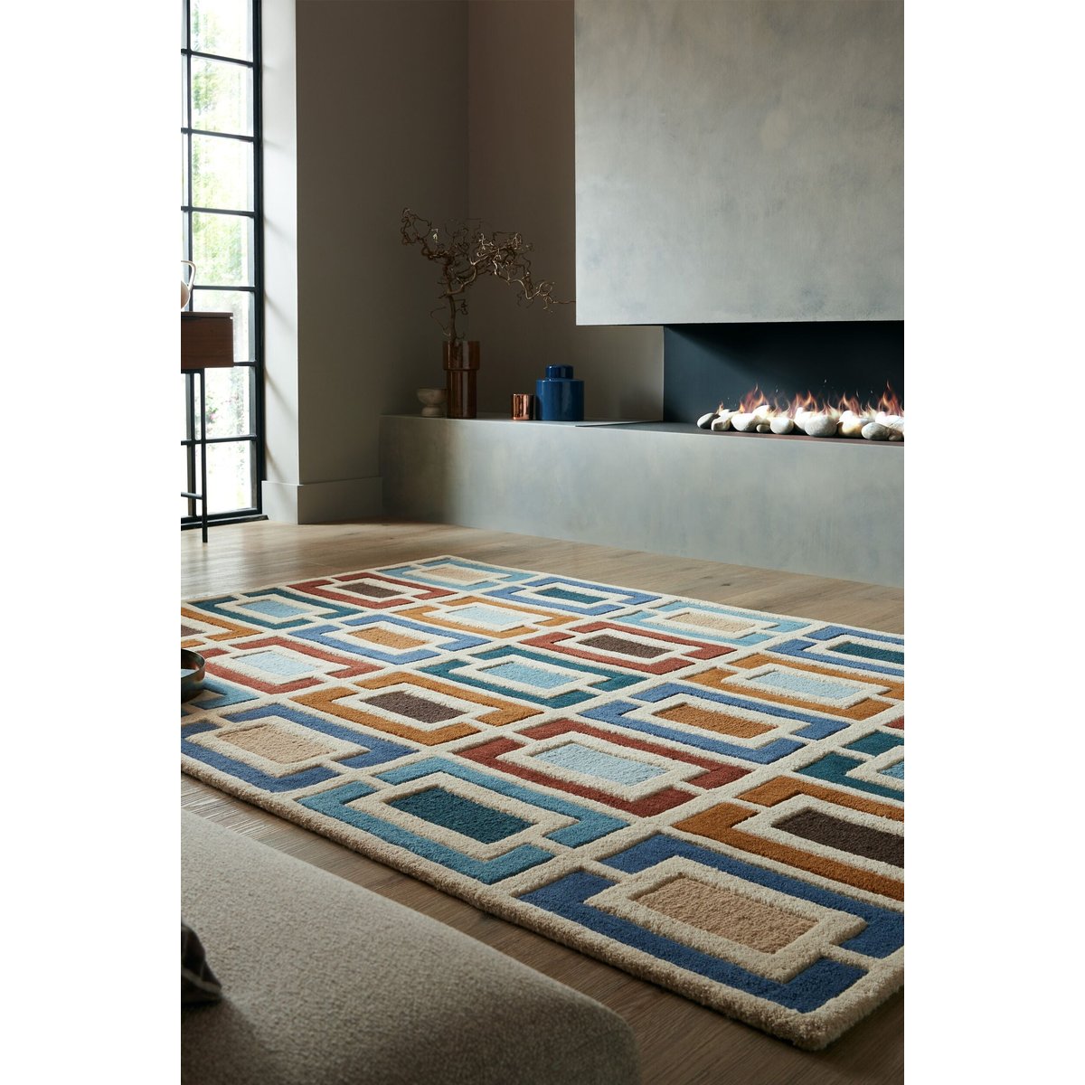 Tapis en laine BLOCKS RETRO bleu, FLAIR RUGS