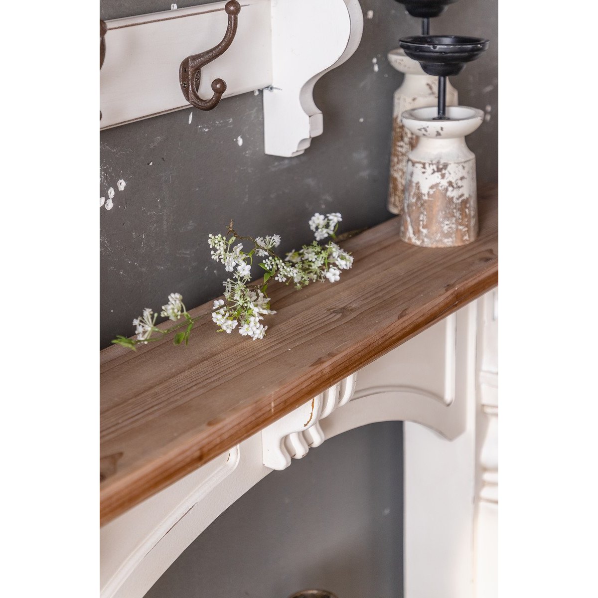 Manteau de cheminée en bois - MANOIR blanc, MATHI DESIGN