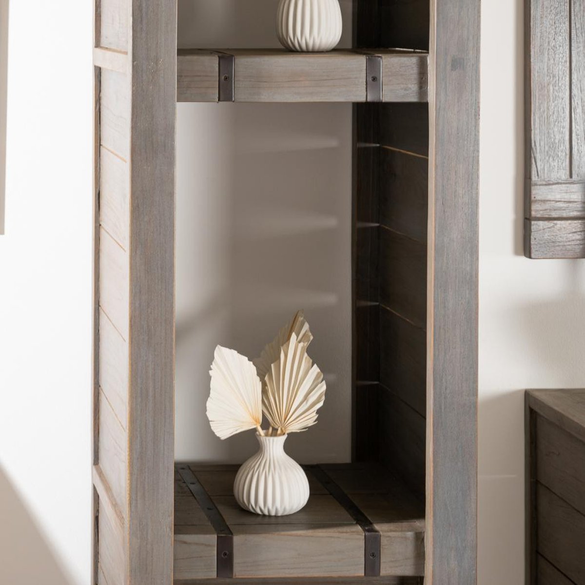 Colonne de en métal et bois rectangle 190 cm LOFT gris, WANDA COLLECTION