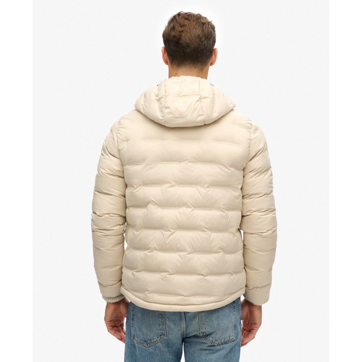 Doudoune courte matelassée beige ciment, SUPERDRY
