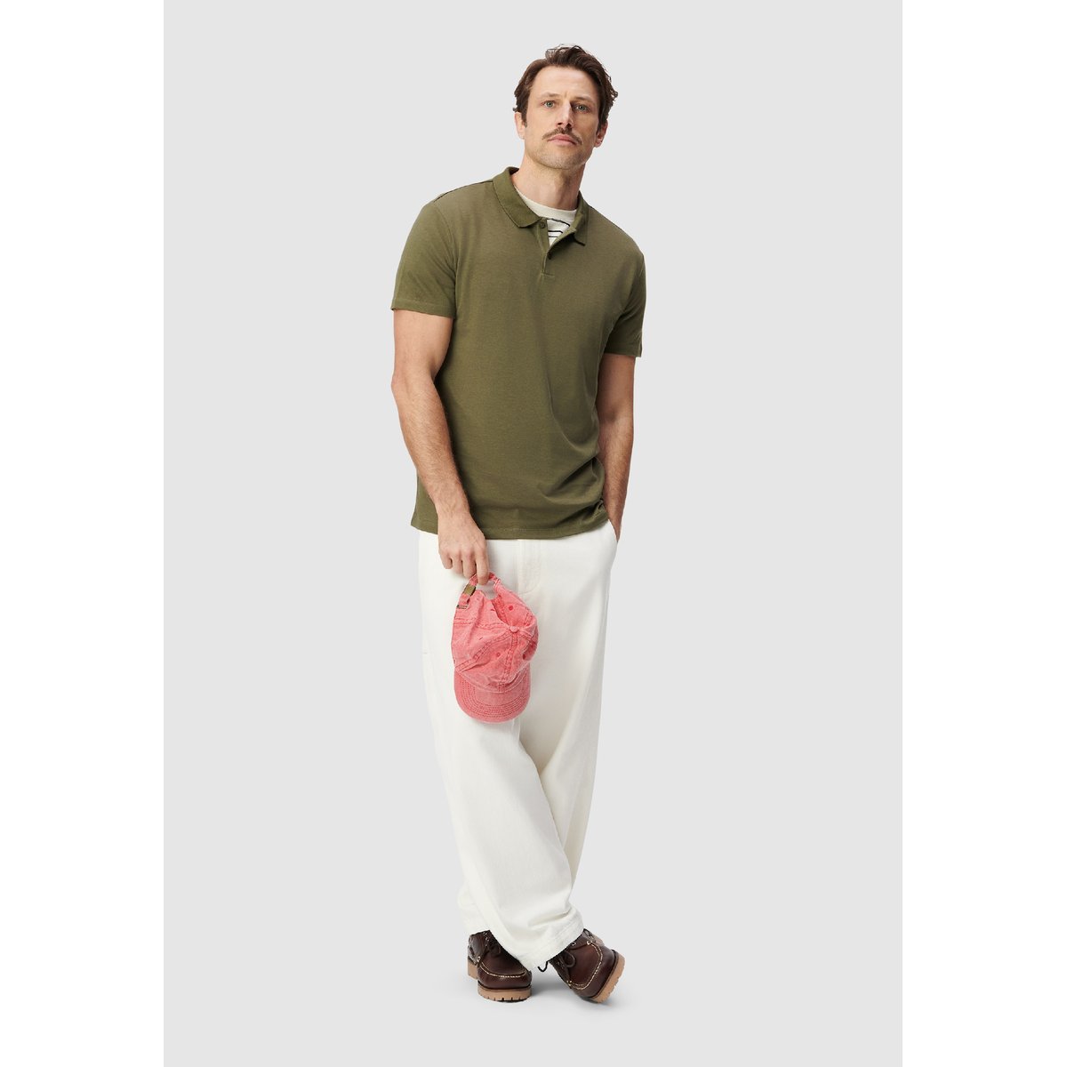 Polo manches courtes coton modal kaki, IKKS
