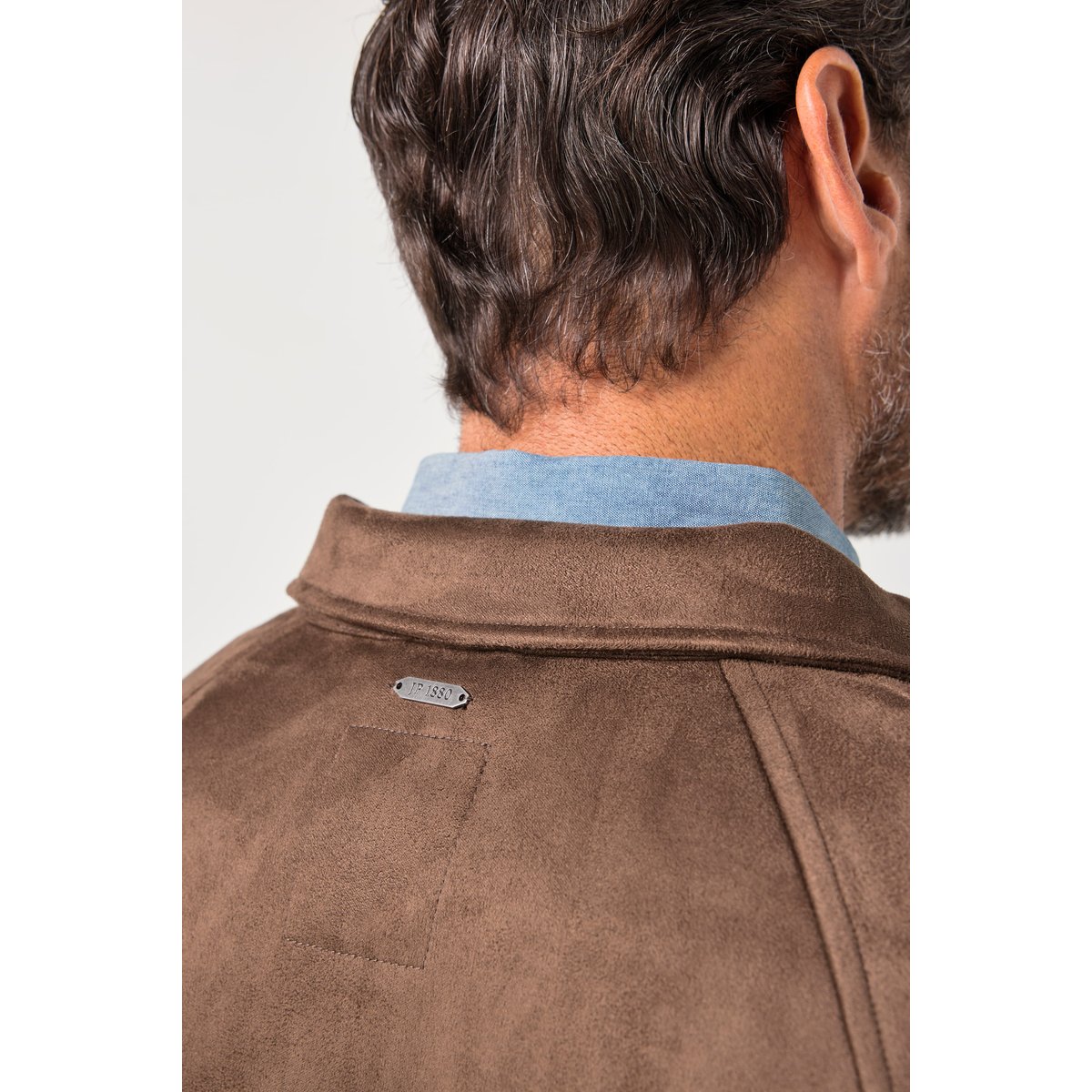 Blouson JP 1880 imitation cuir suédé marron foncé, JP1880