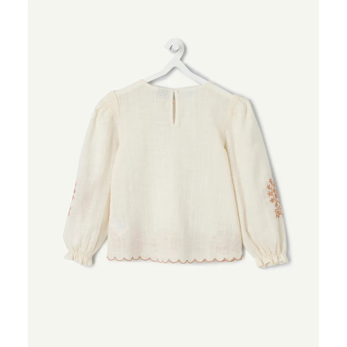 Blouse manches longues avec broderie blanc, TAPE A L'OEIL
