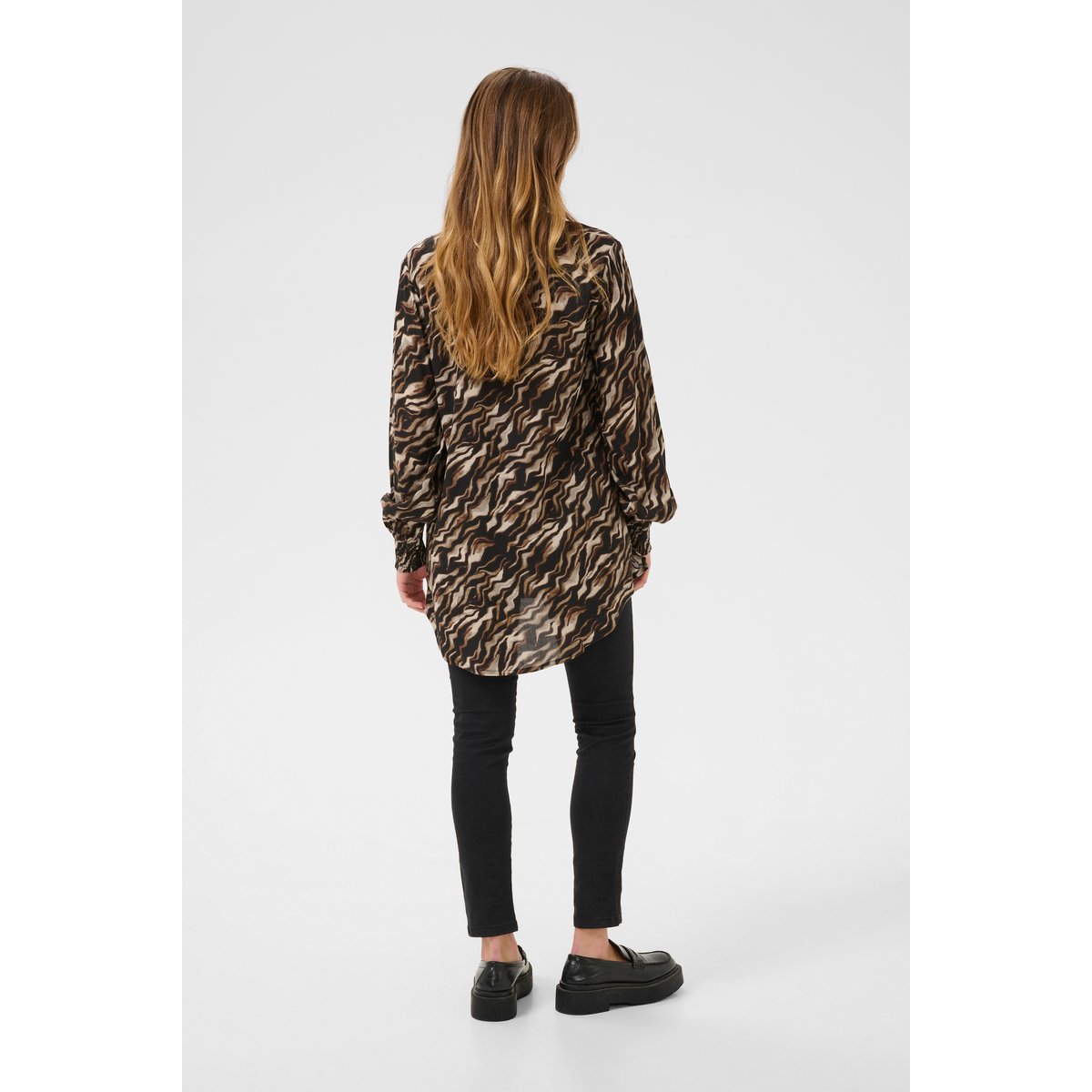 Tunic marron/noir graphique rayures, KAFFE