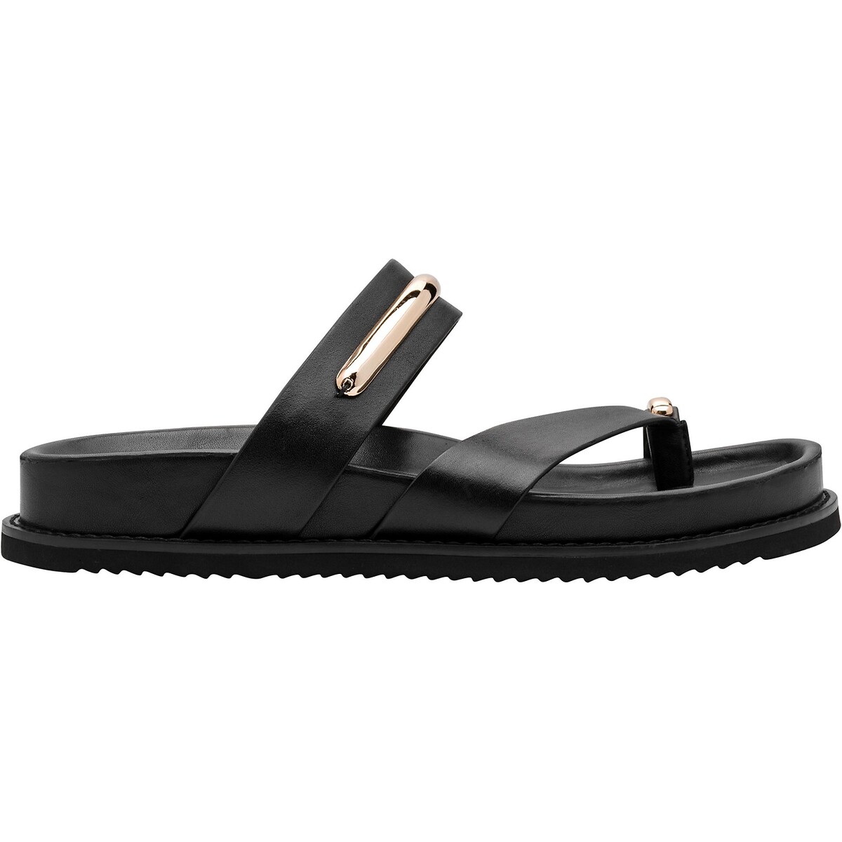 Mules passe-pouce en cuir noir, TAMARIS