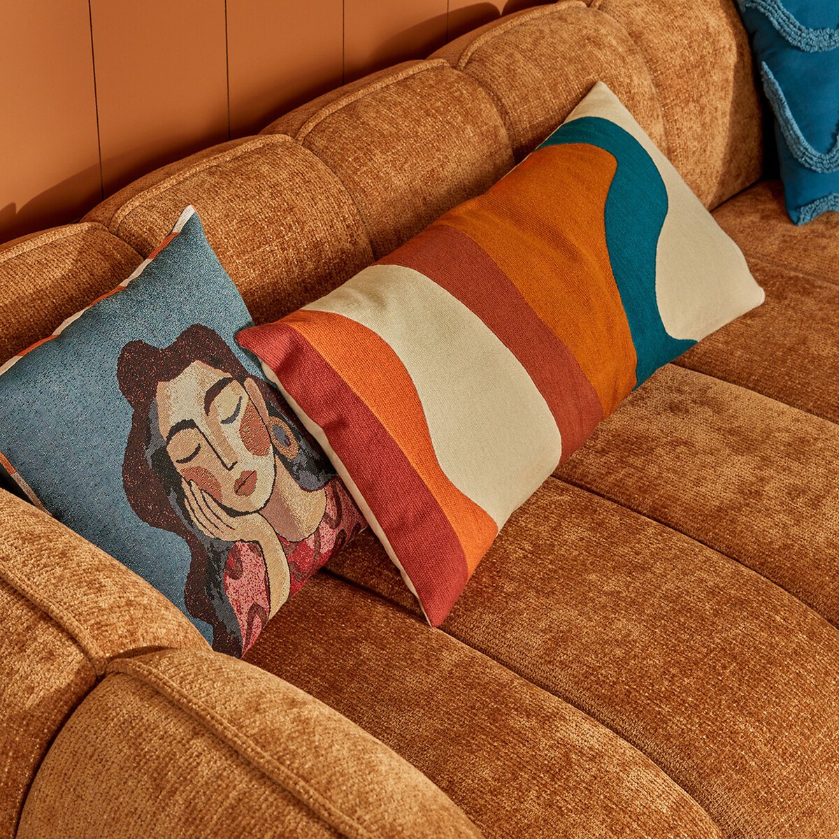 Coussin carré HOMY bleu, ATMOSPHERA