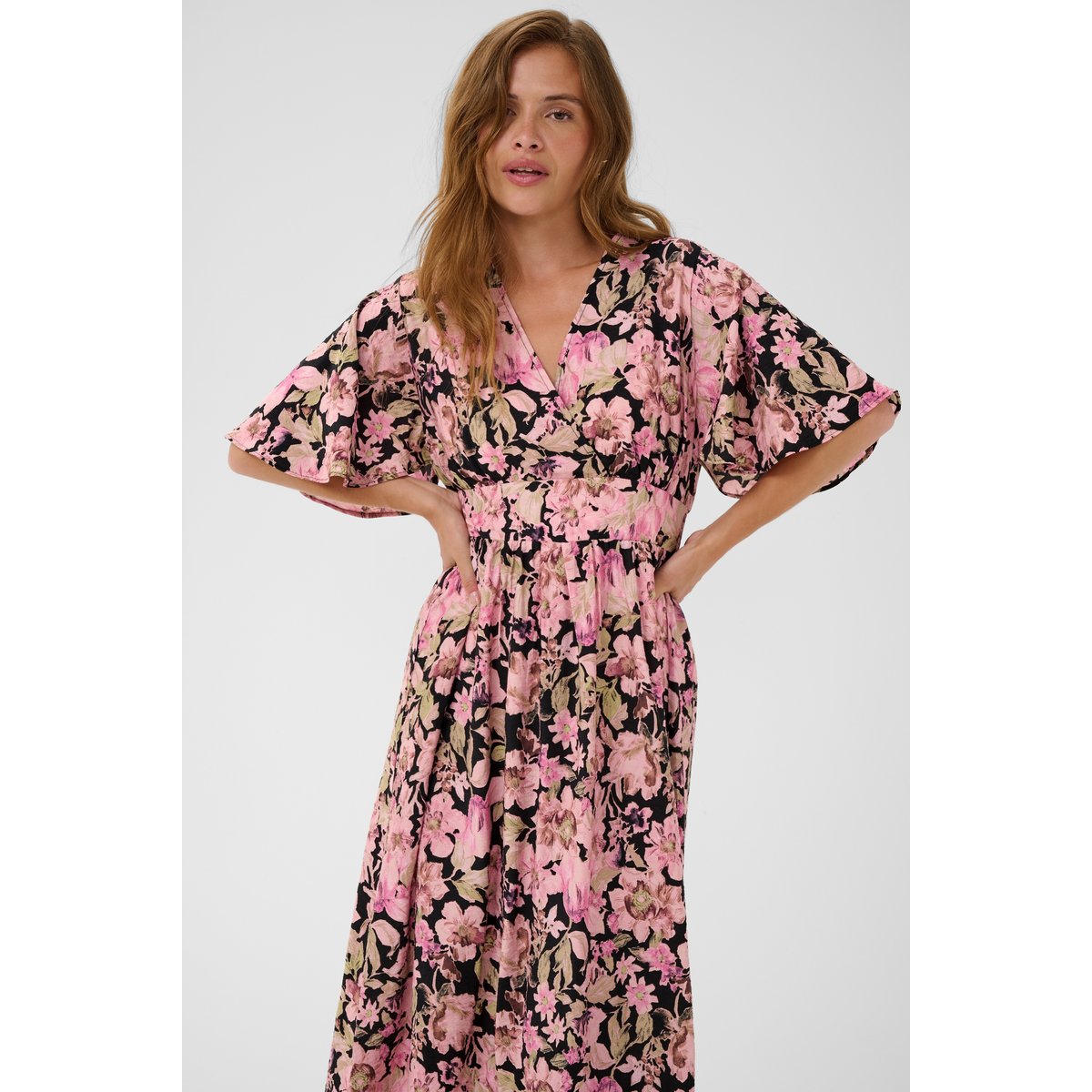 Robe rose pink flower print, KAFFE