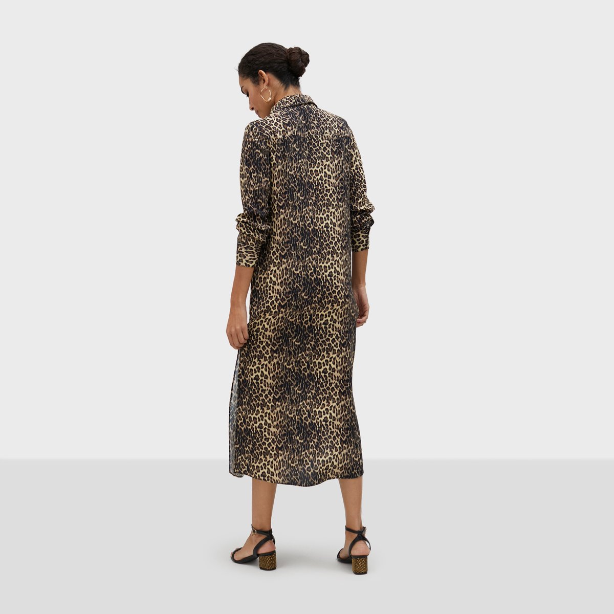 Robe chemise longue en col à revers léopard, LOLA CASADEMUNT