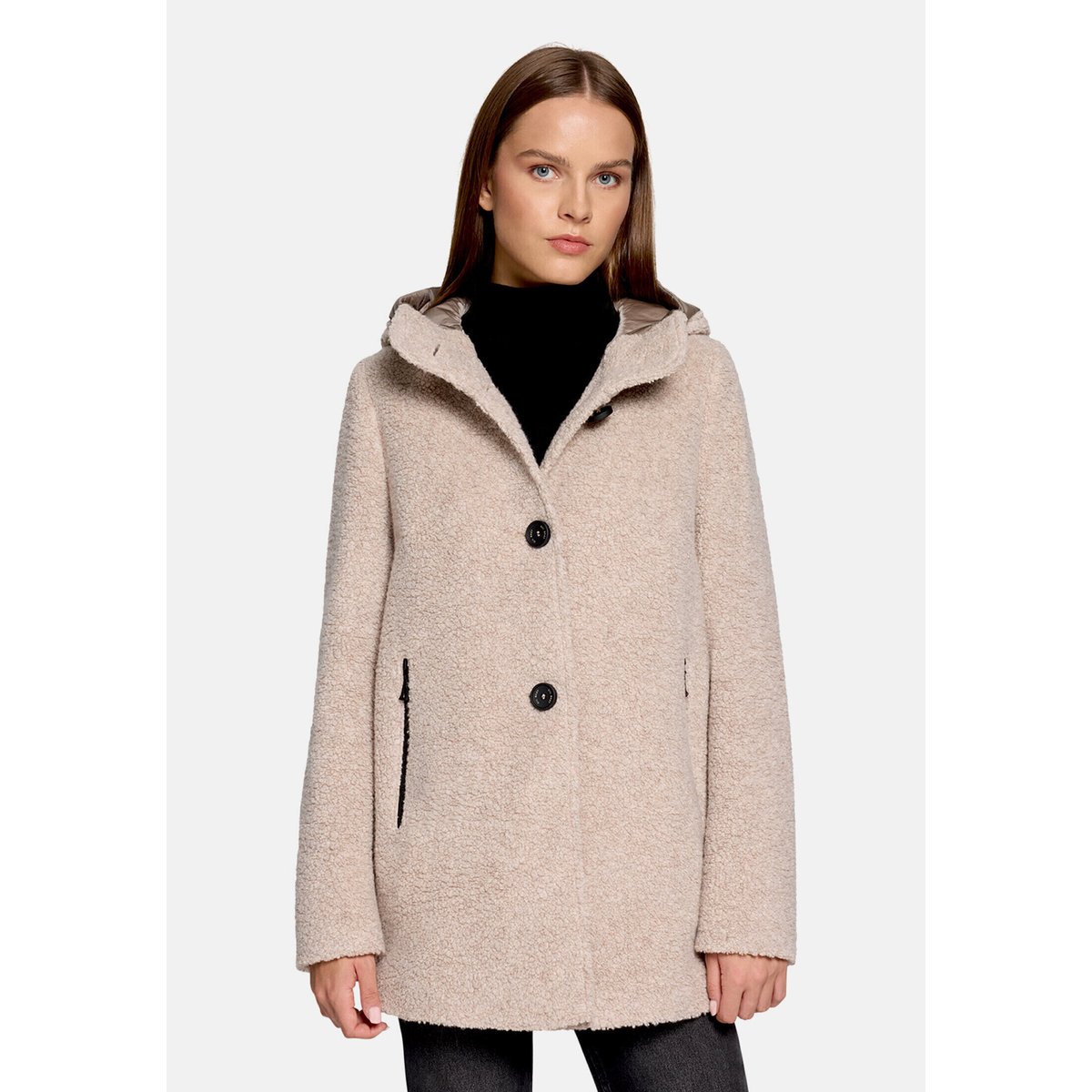 Veste en laine à capuche light sand, GIL BRET