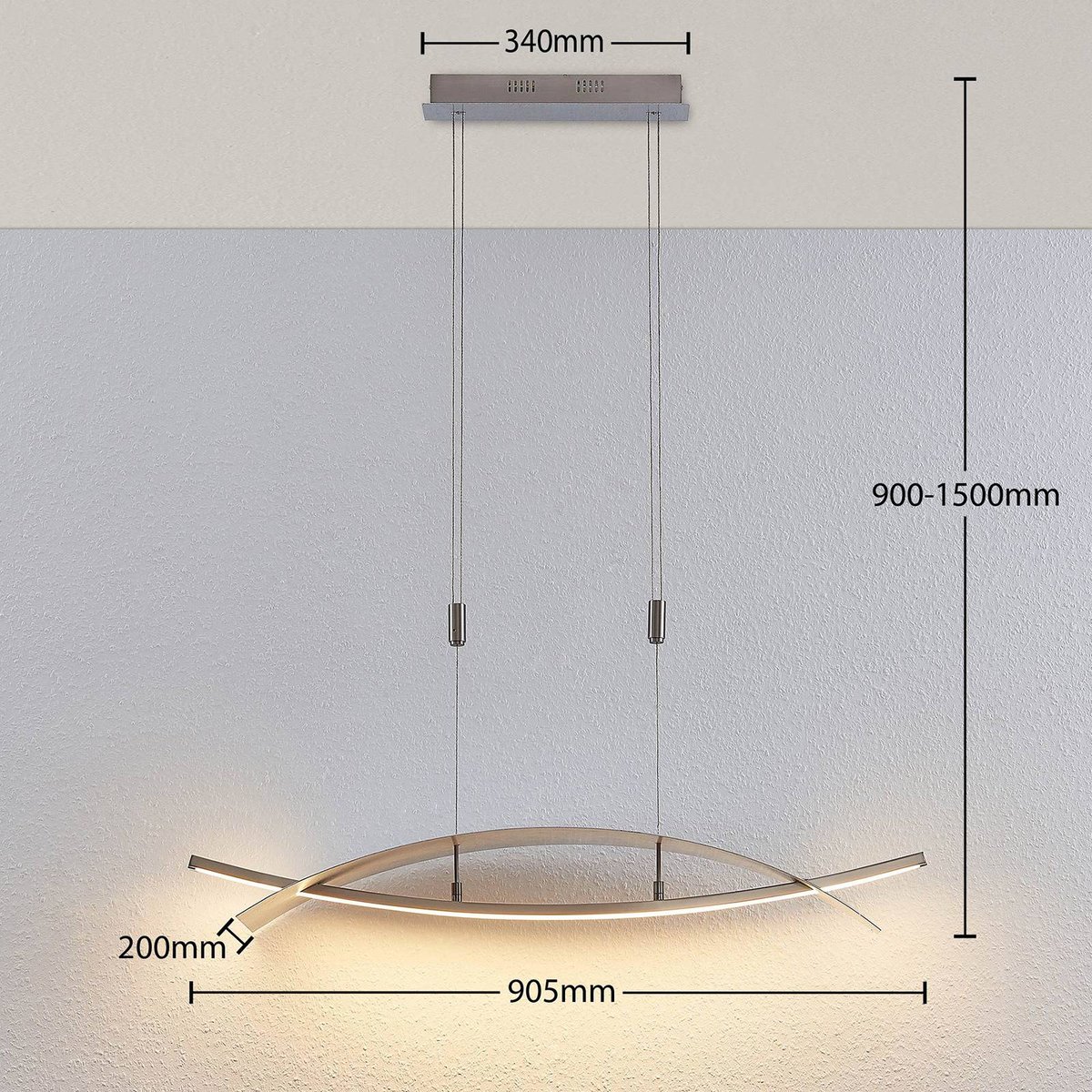 Suspension en métal moderneLED, Marija argent, LUCANDE