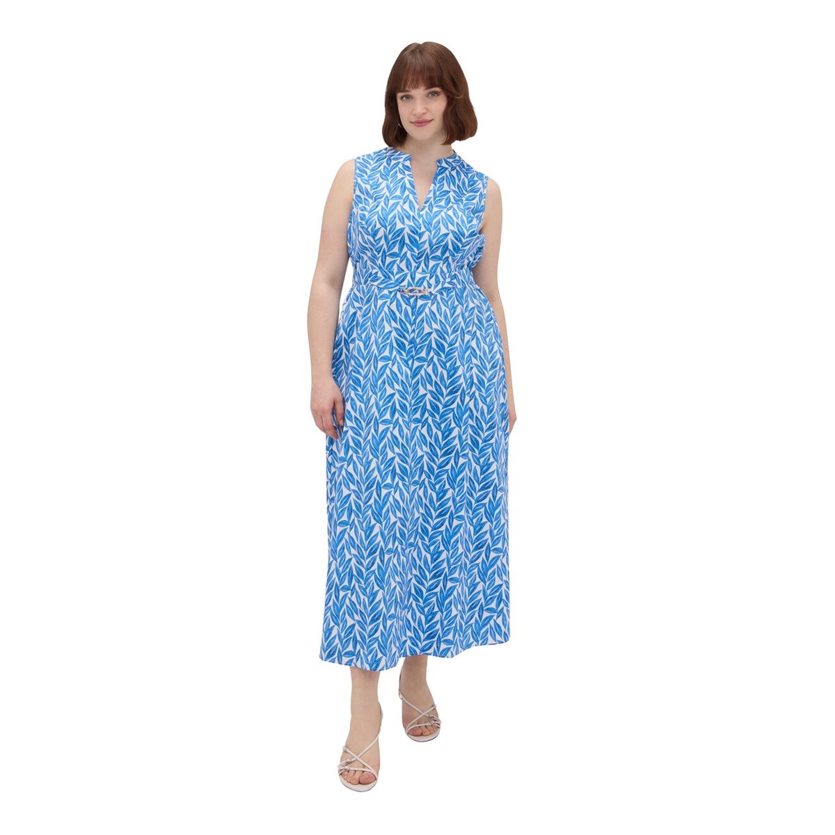 Robe longue à motif feuillage light - blue, FIORELLA RUBINO