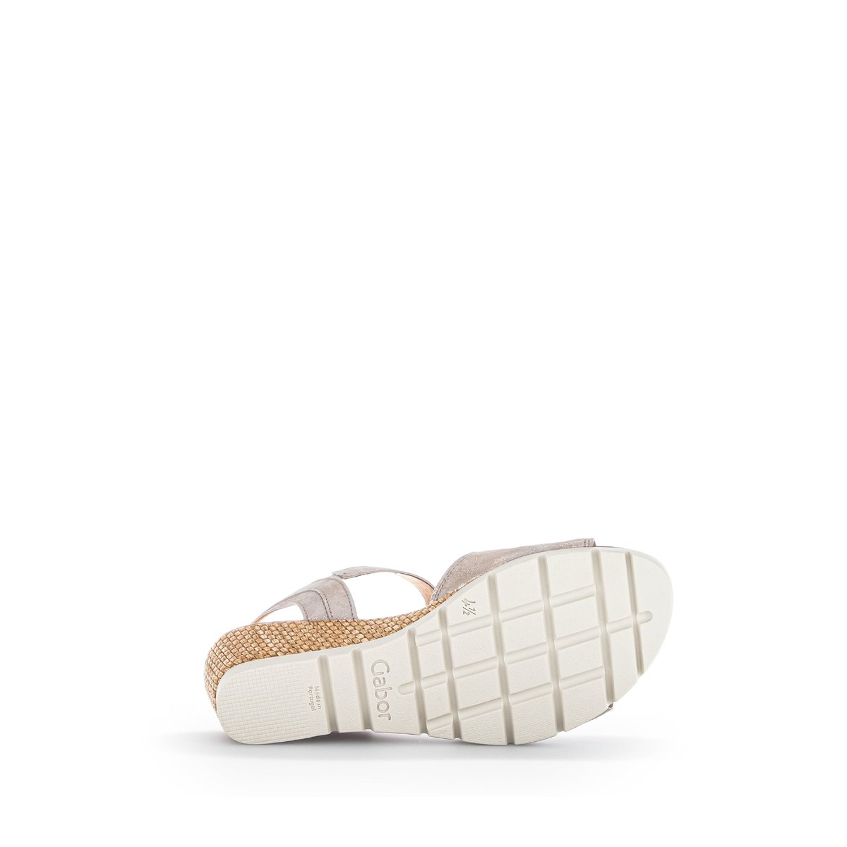 Sandales en cuir velours à talon compensé beige-doré, GABOR