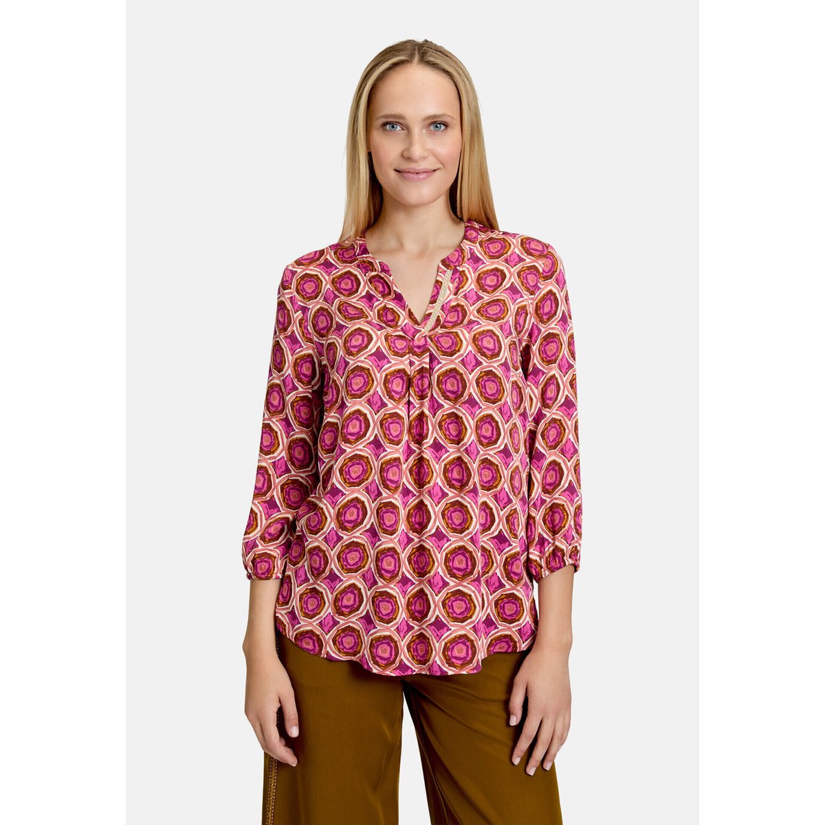 T-shirt façon blouse à motifs blanc/violet, CARTOON