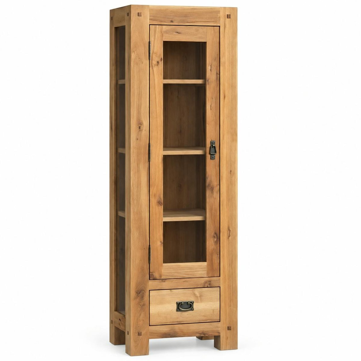 Vaisselier vitrine style chalet en bois de chêne massif 1 porte 1 tiroir 59x180cm FJORD bois naturel, PIER IMPORT