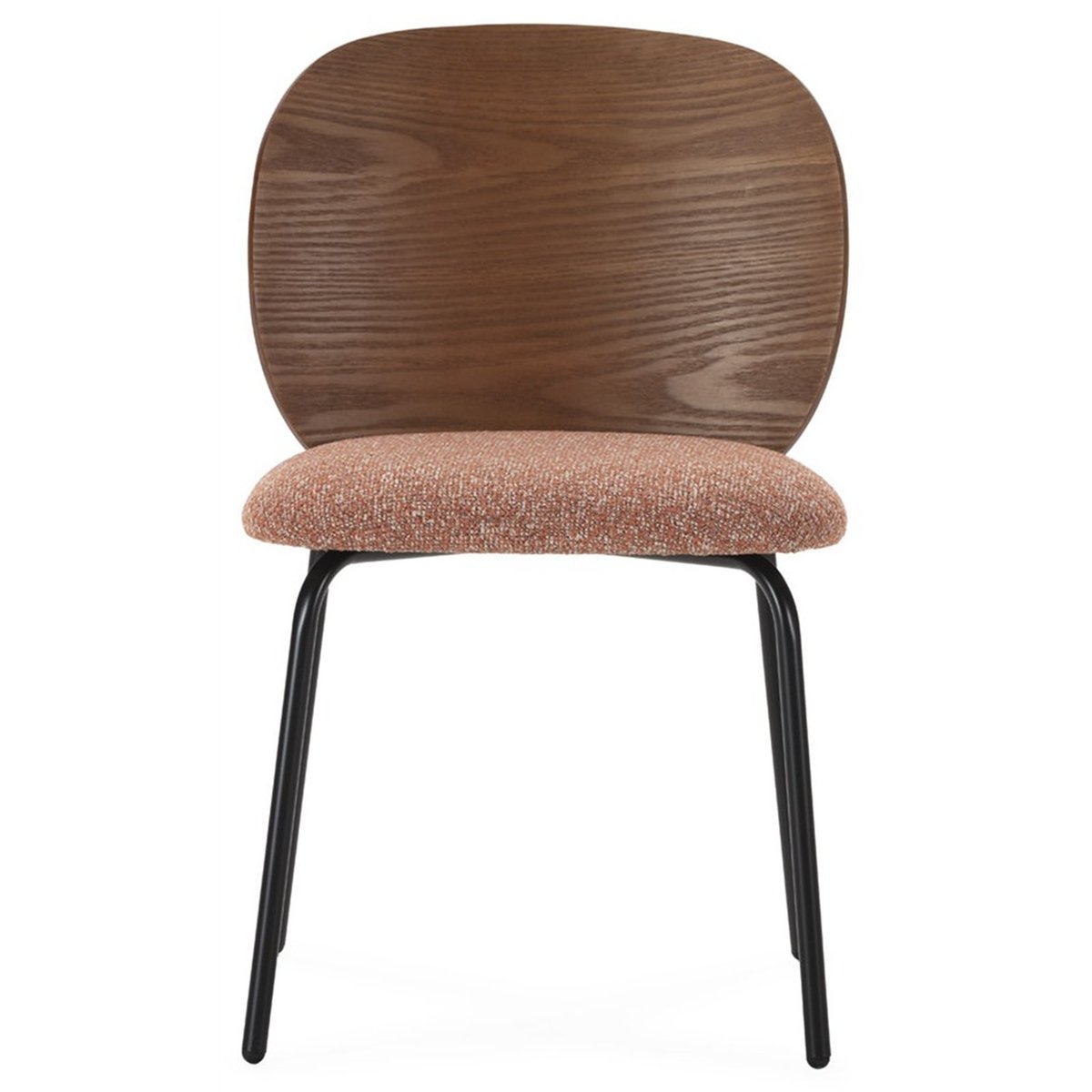 Chaise en frêne massif et tissu noyer, noir et brique, RECOLLECTION