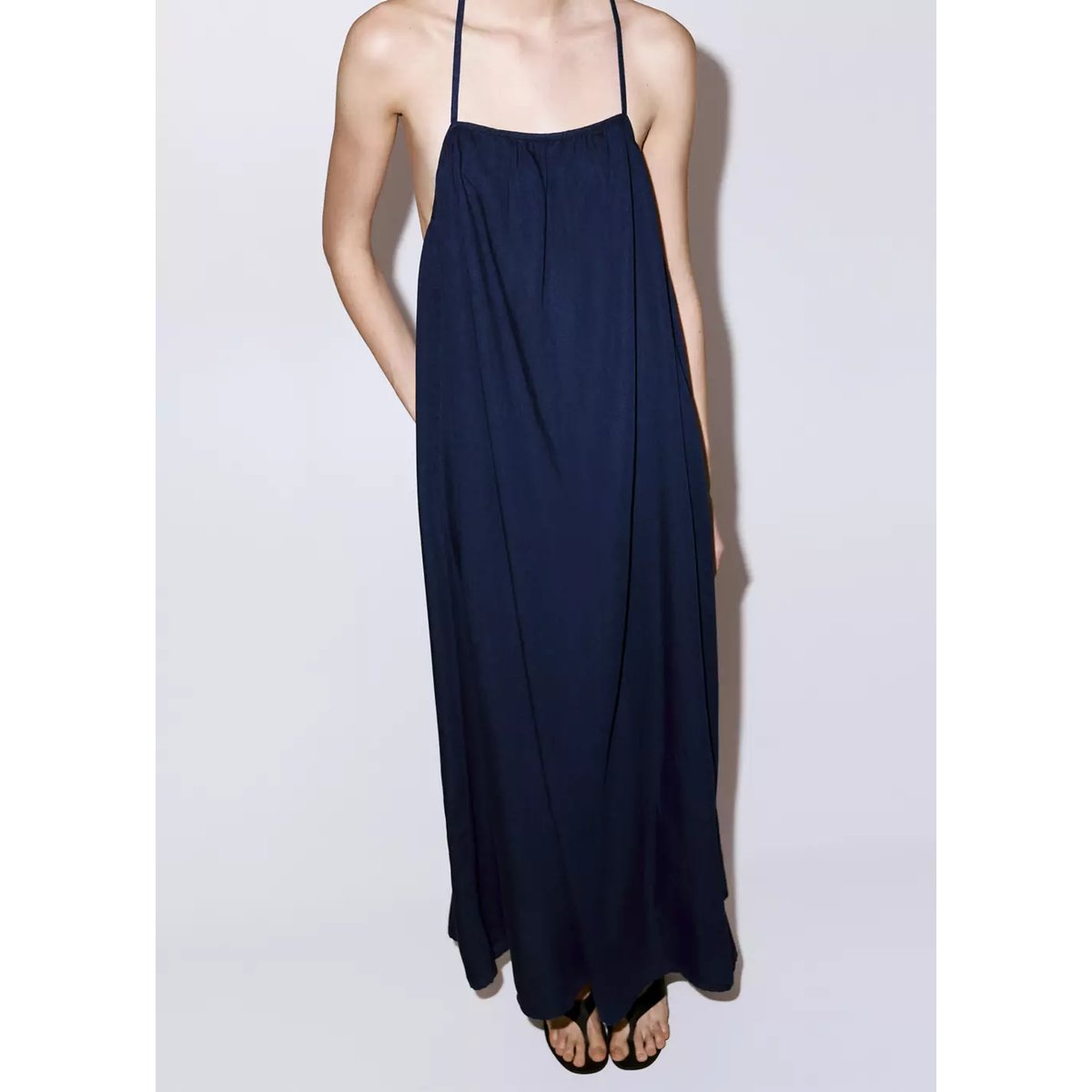 Robe en lyocell dos ouvert bleu foncé, MANGO