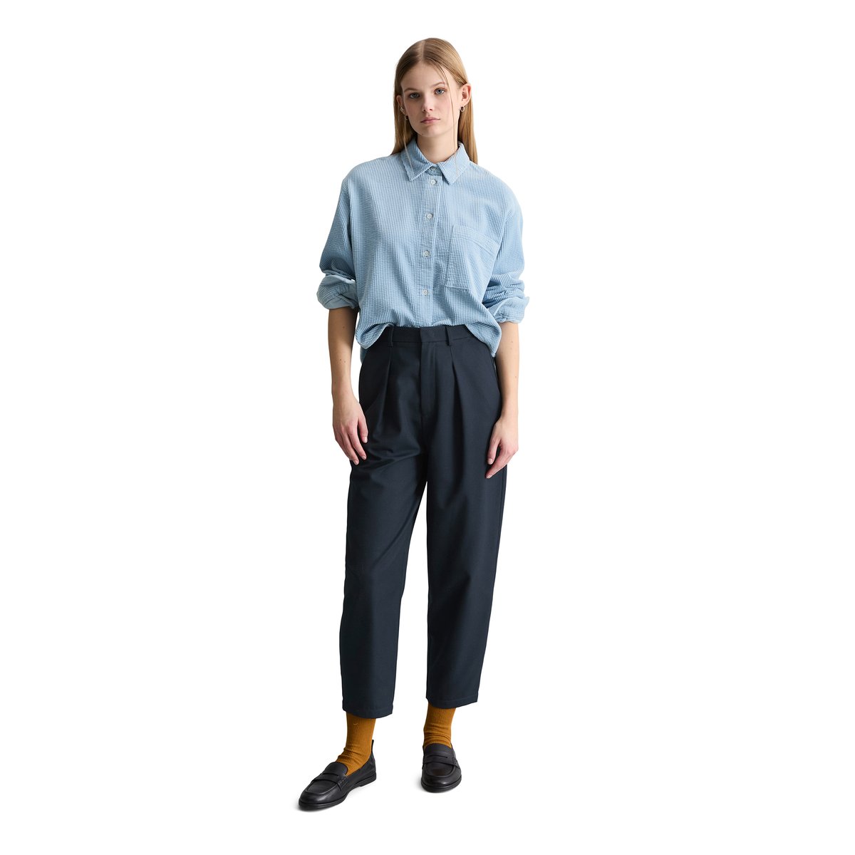 Blouse en velours côtelé loose avec une structure en bulle décontractée bleu clair, MARC O’POLO DENIM