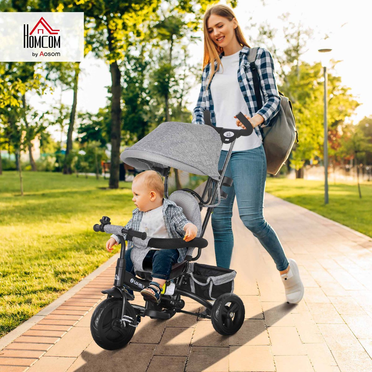 Tricycle pour enfants Métal Violet gris, HOMCOM