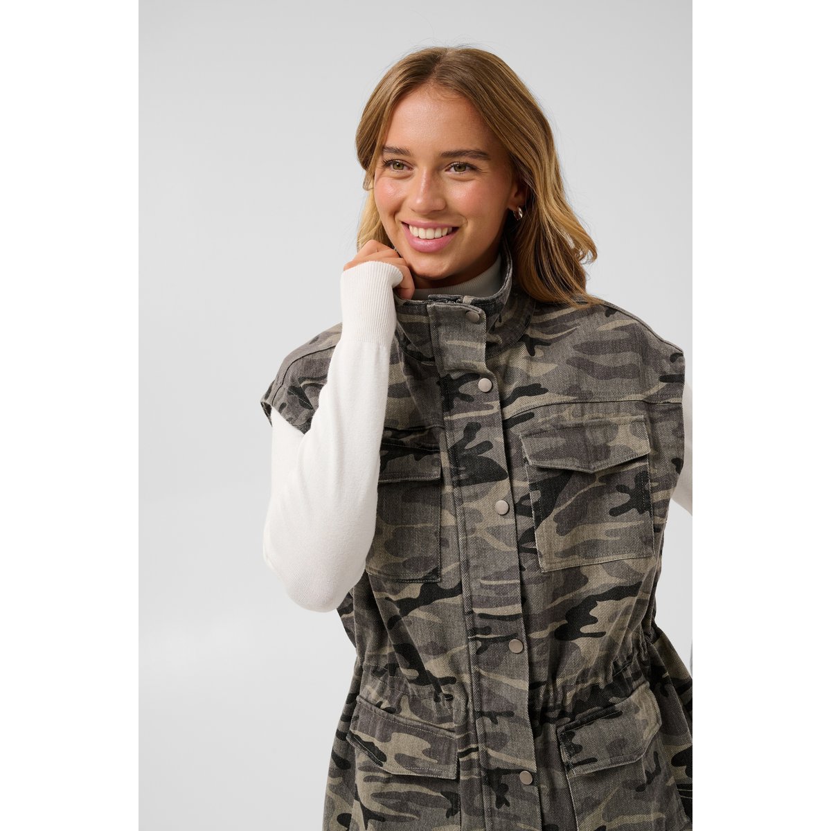 Manteau gris beige gray/beige camouflage print, KAFFE