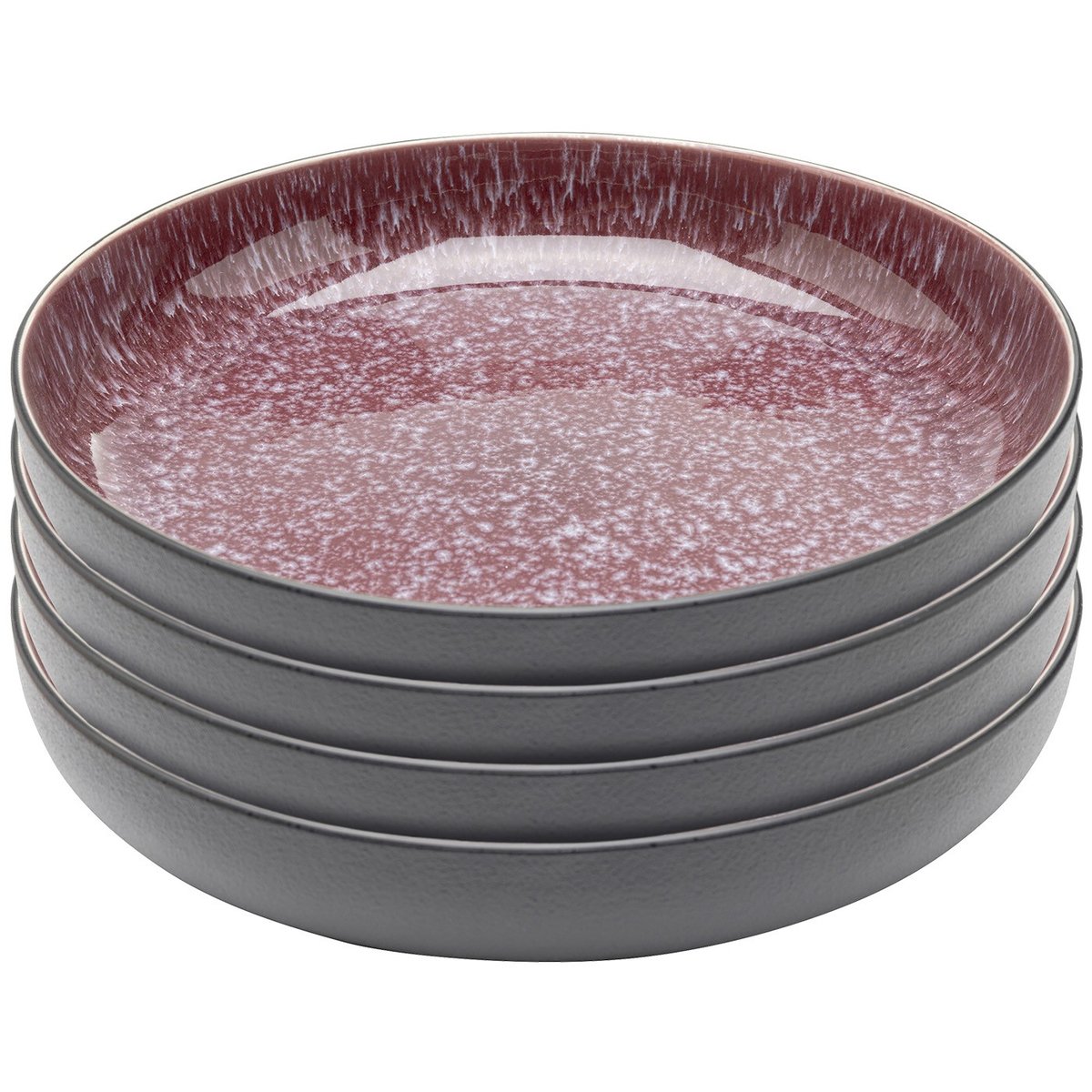 Lot de 4 assiettes creuses en grès, ALISSA violet, KARE DESIGN