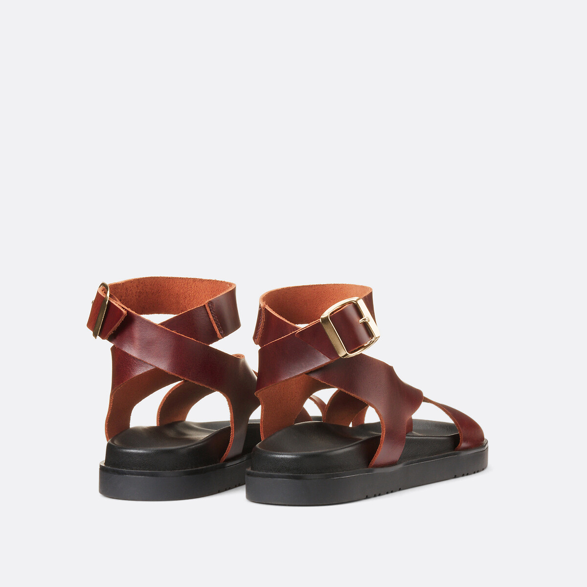 Keilabsatzsandalen aus Leder mit Riemchen dunkelbraun, LA REDOUTE COLLECTIONS
