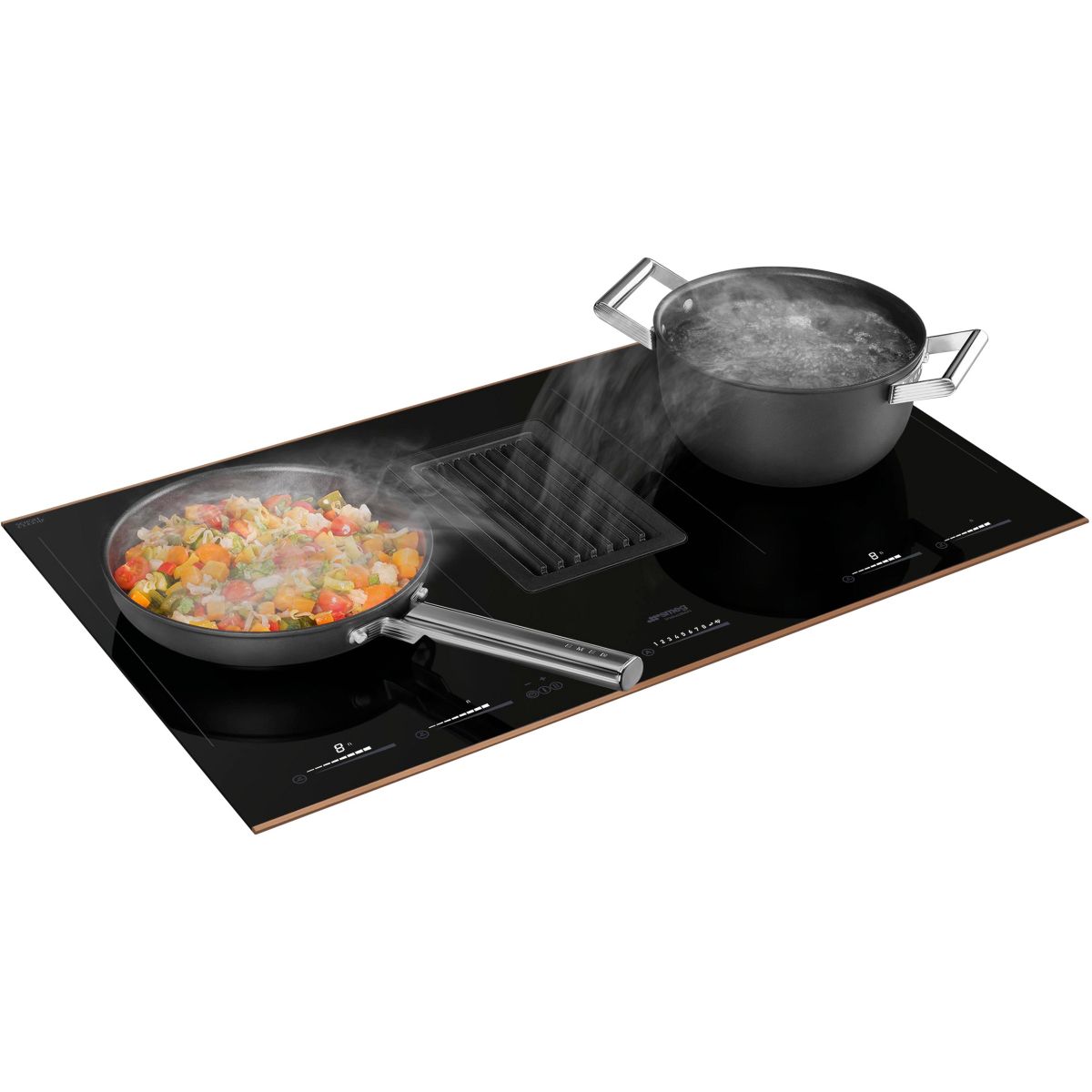 Plaque induction aspirante HOBD682R1 couleur unique, SMEG