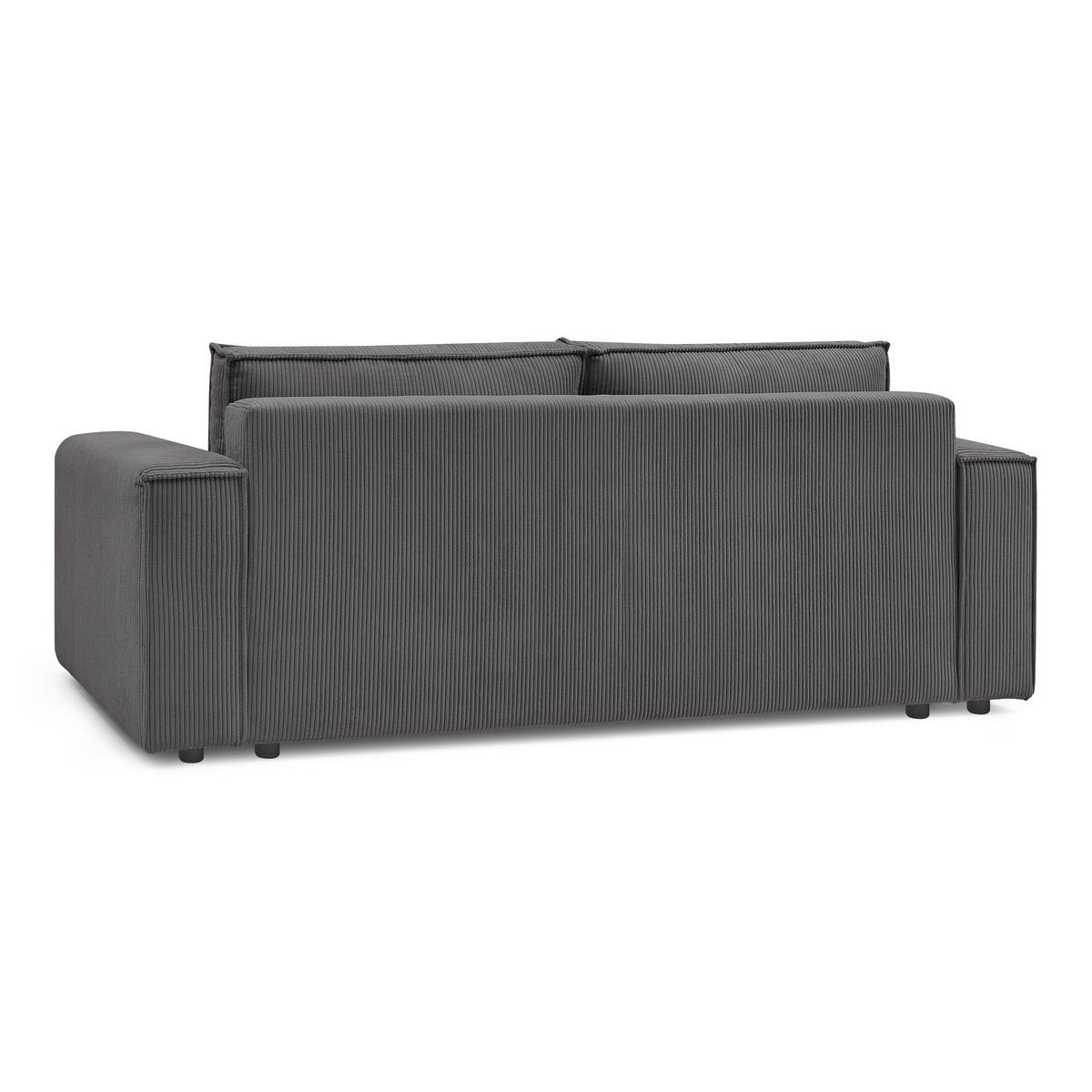 Canapé droit convertible 4 places en velours côtelé avec pouf, NIHAD gris foncé, BOBOCHIC