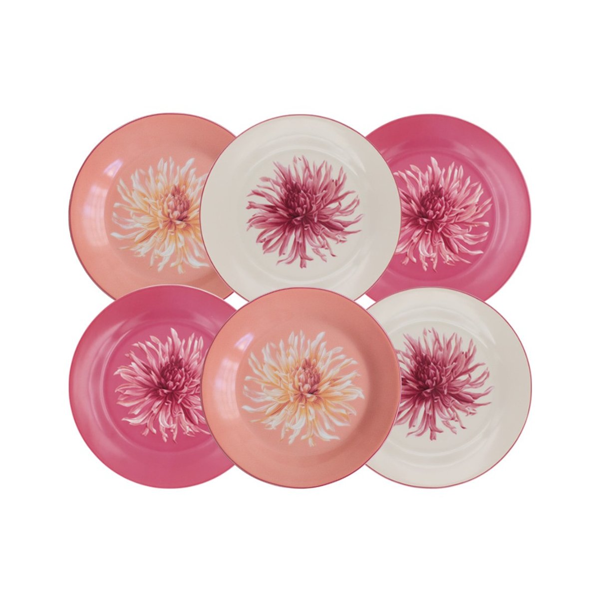 Lot de 6 petites assiettes, FLORA rose, ARTIME
