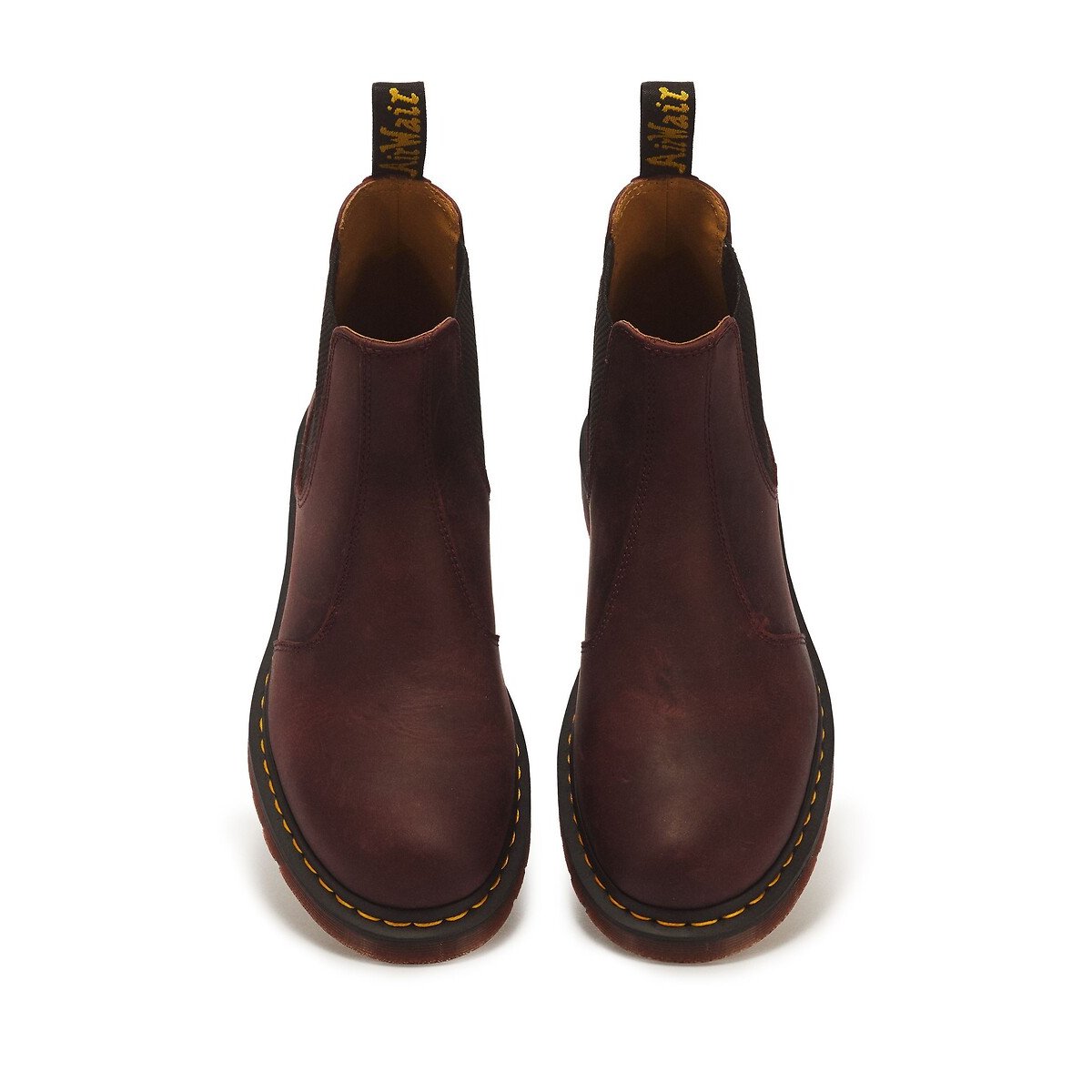 Boots chelsea 2976 YS en cuir Crazy Horse rouge foncé, DR. MARTENS