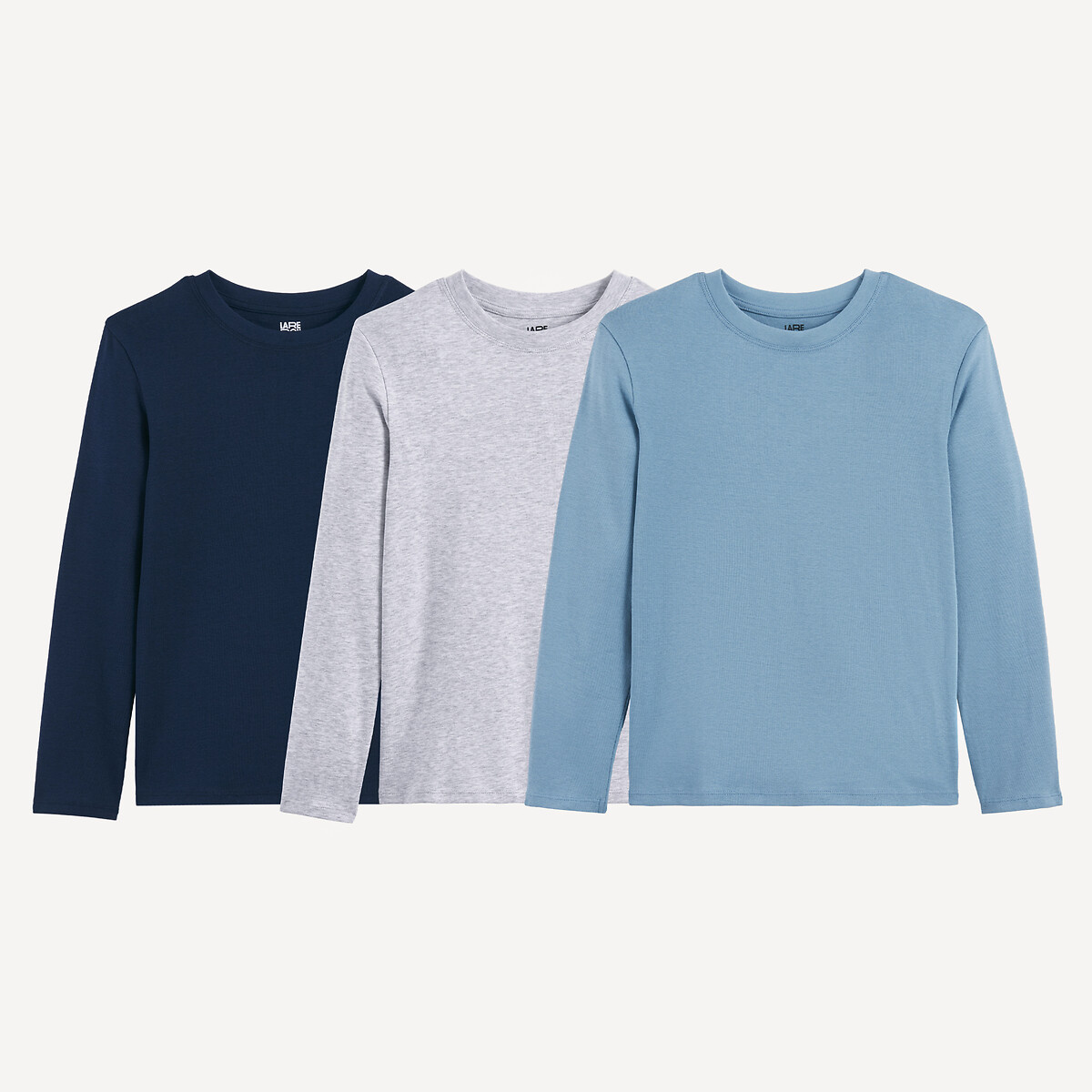 Lot de 3 maillots de corps à manches longues bleu marine + bleu + gris, LA REDOUTE COLLECTIONS