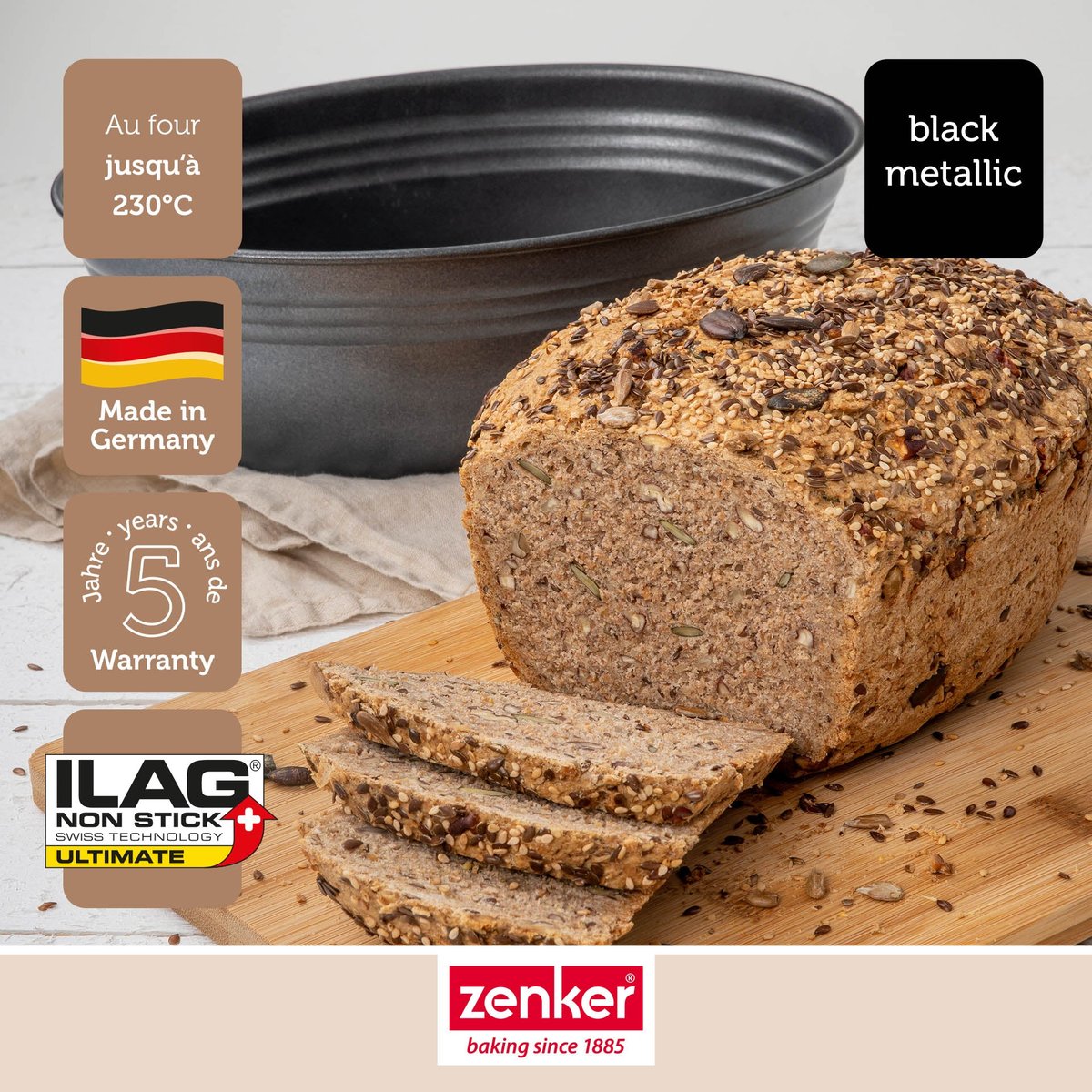 Lot de 2 moules à gâteaux 26/26 cm Black metallic Black noir, ZENKER