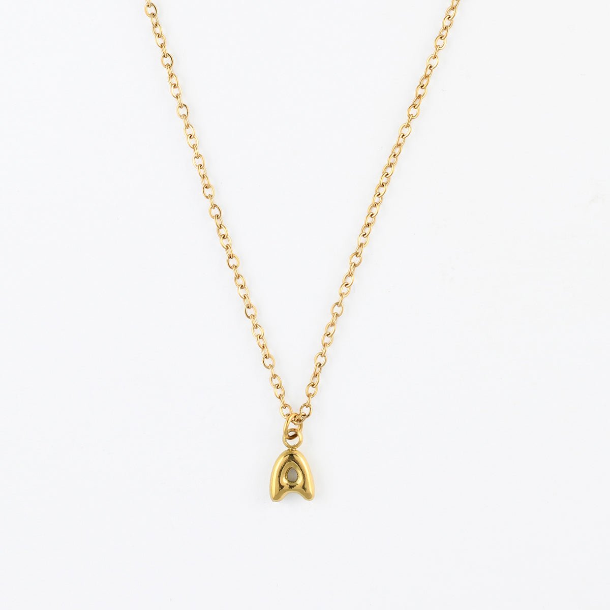 Collier pendentif lettre A acier inoxydable doré, BALABOOSTE